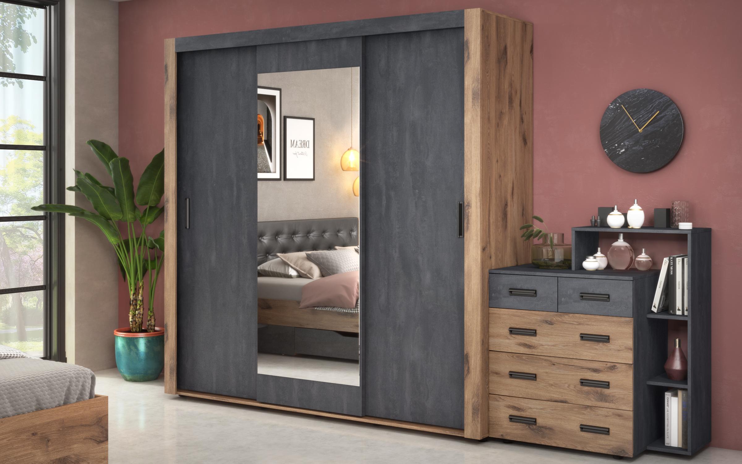 Comoda Sandero, stejar scandinav inchis + Magma  3
