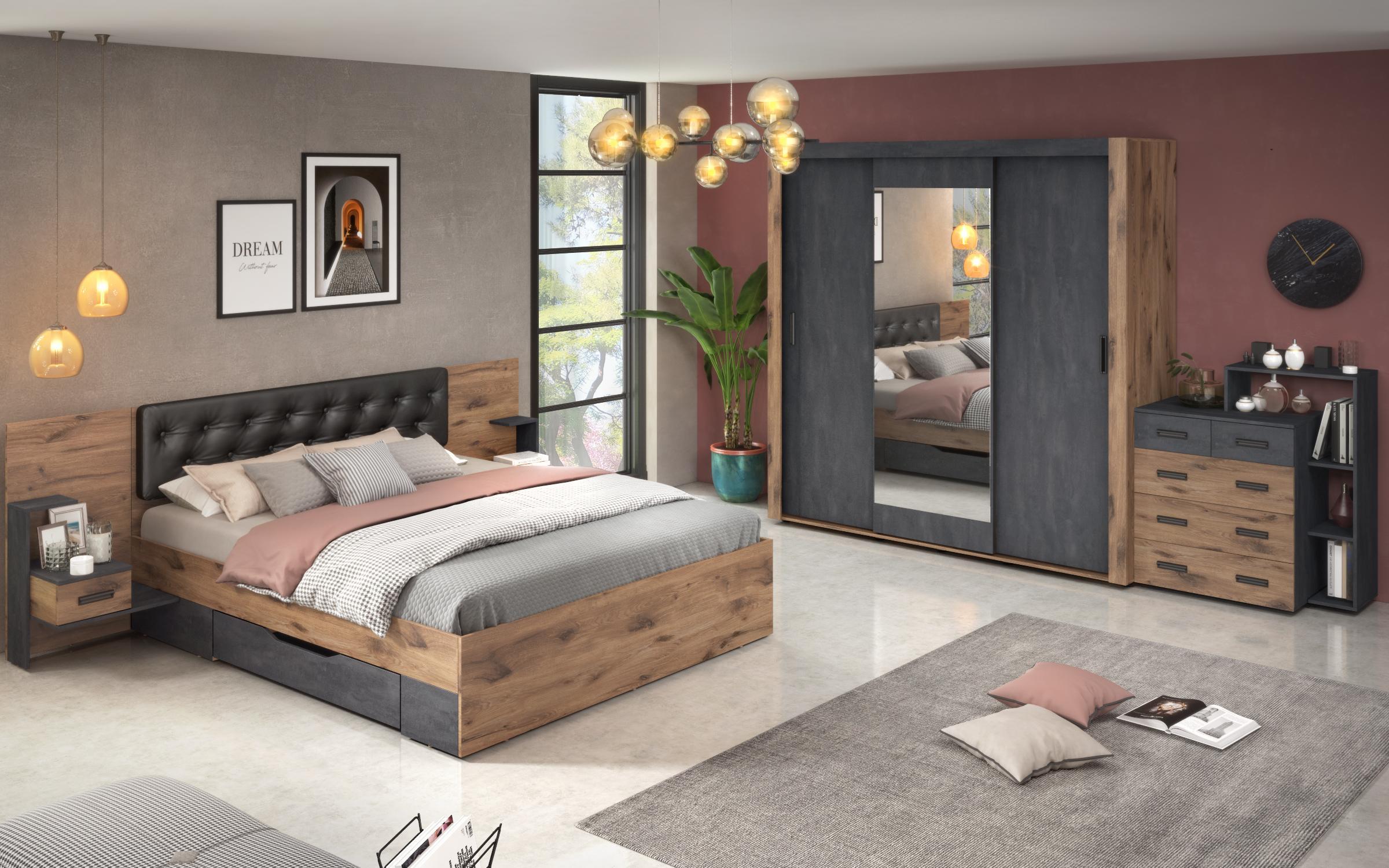 Comoda Sandero, stejar scandinav inchis + Magma  4