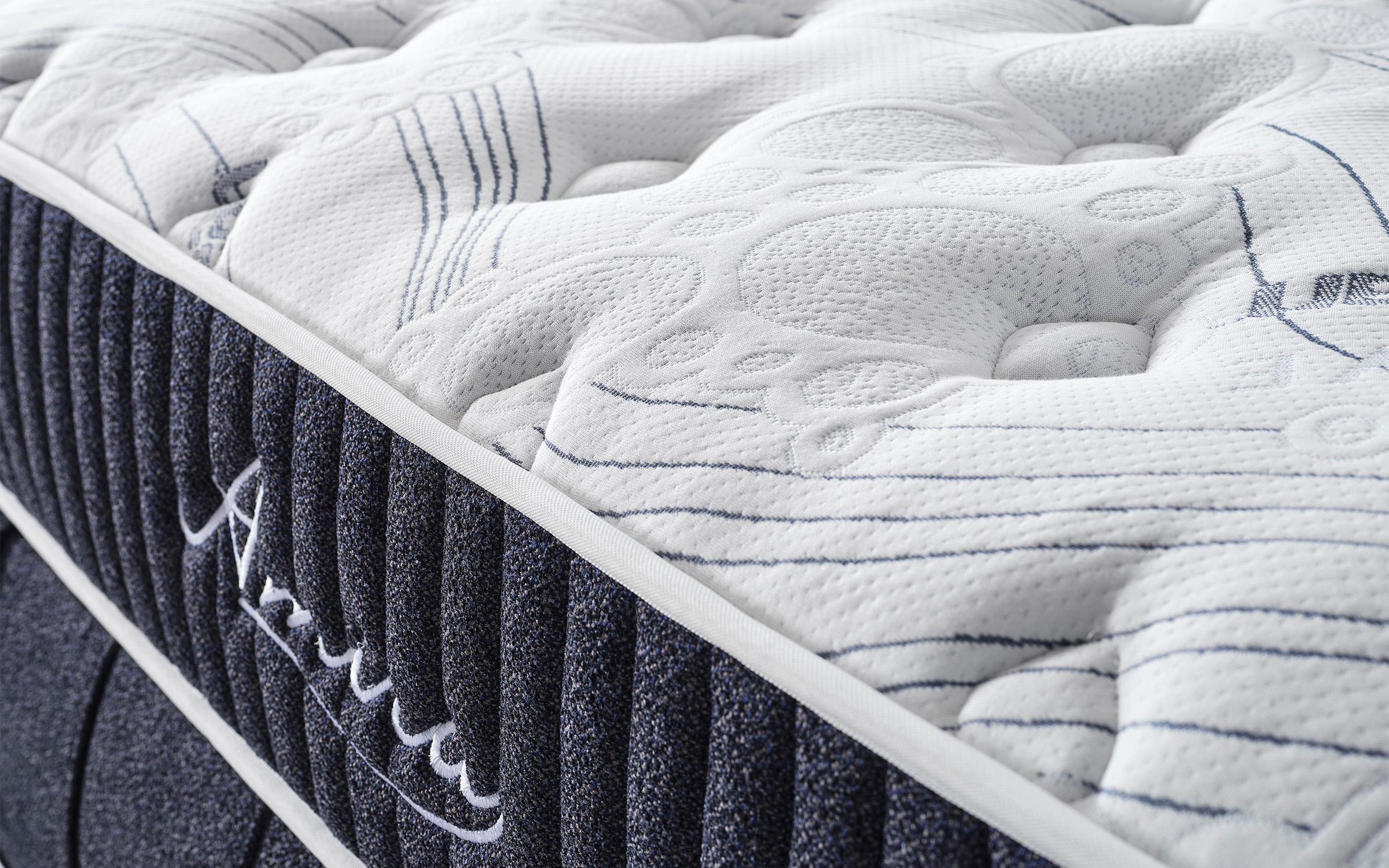 Pat dublu Boxspring 160/200 Amira + saltea, albastru inchis  10
