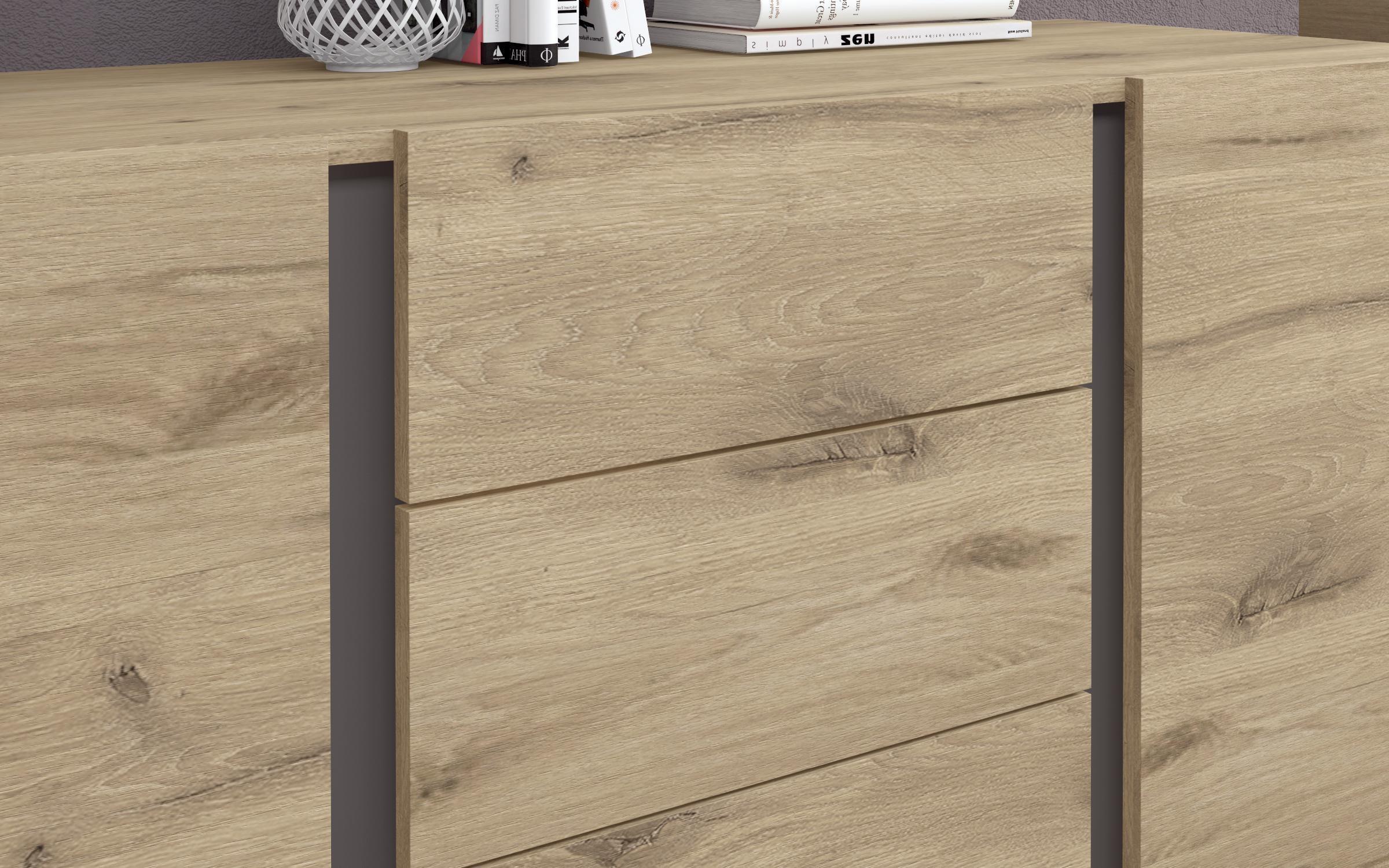 Comoda Omonia L, stejar scandinav deschis + antracit mat  5