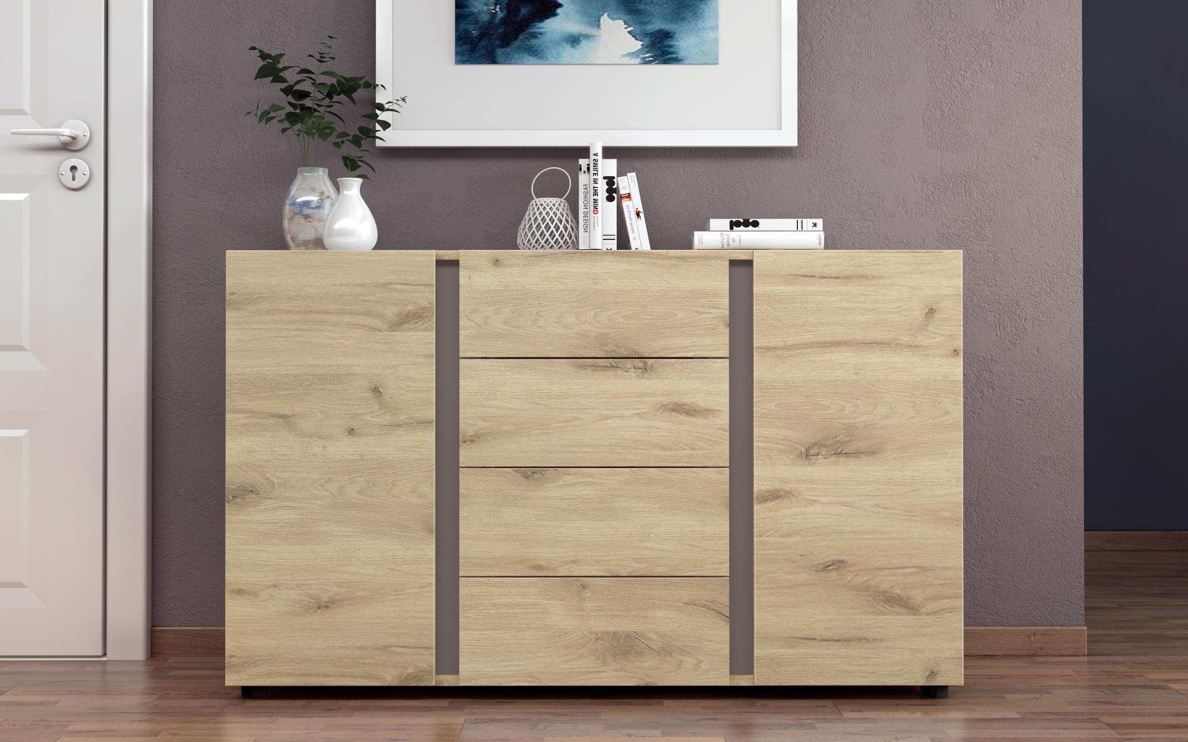 Comoda Omonia L, stejar scandinav deschis + antracit mat  4