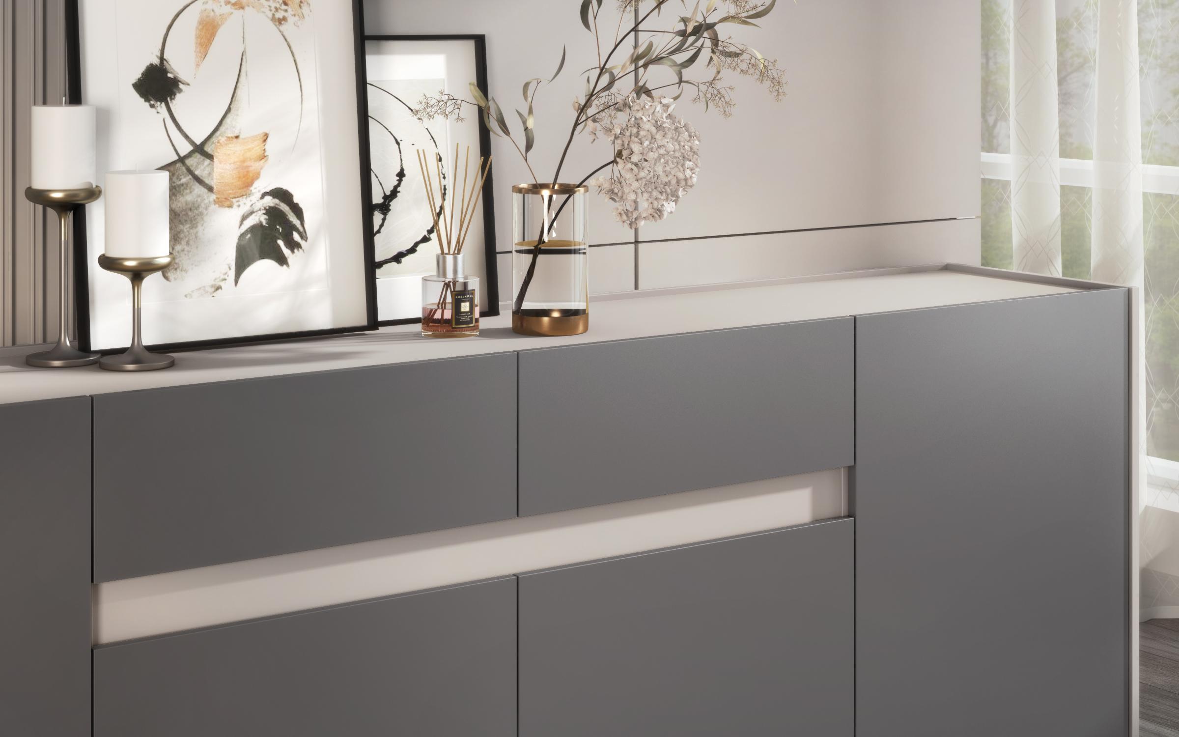 Comoda MDF Pier, nisipiu mat + grafit  4