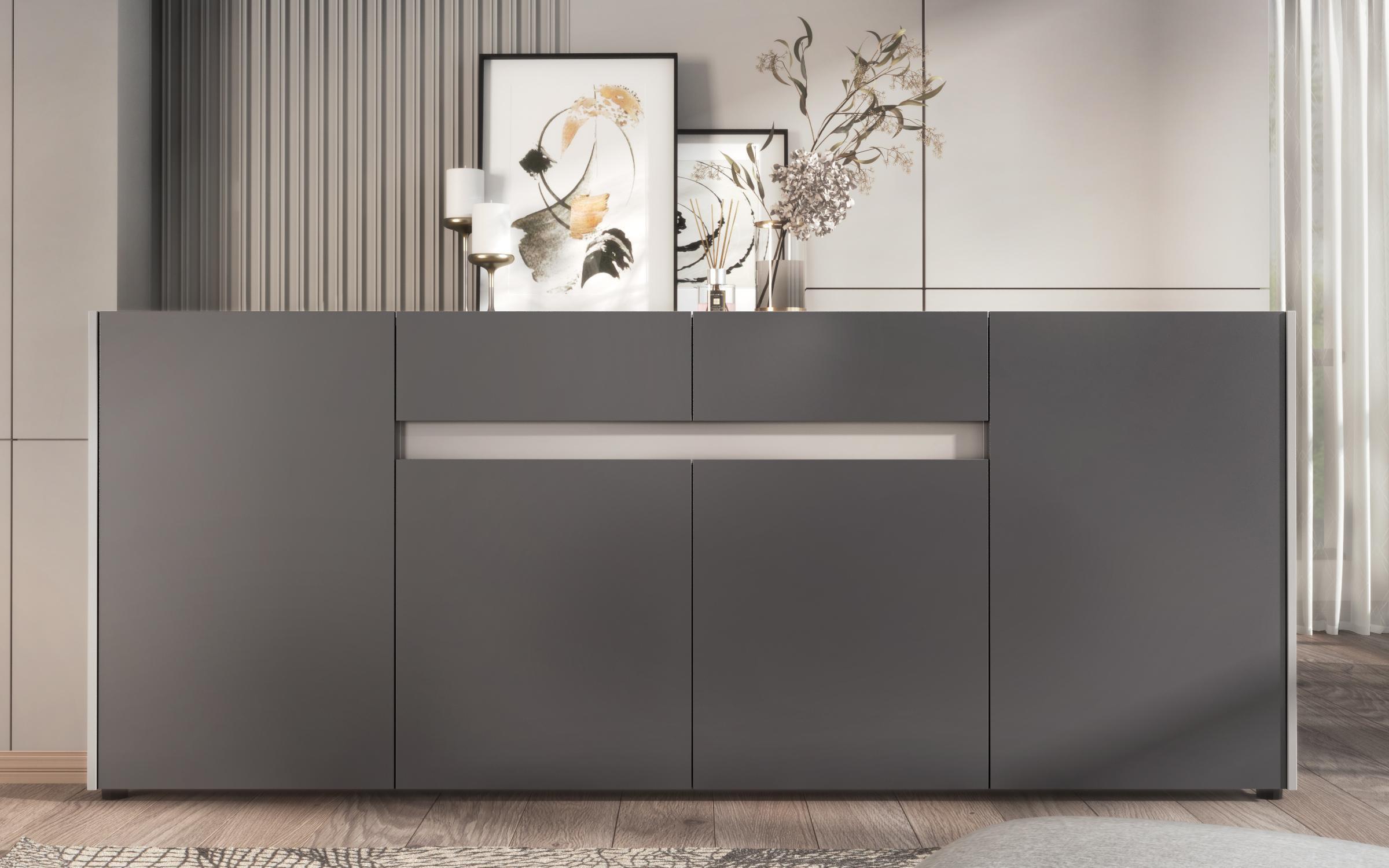 Comoda MDF Pier, nisipiu mat + grafit  3