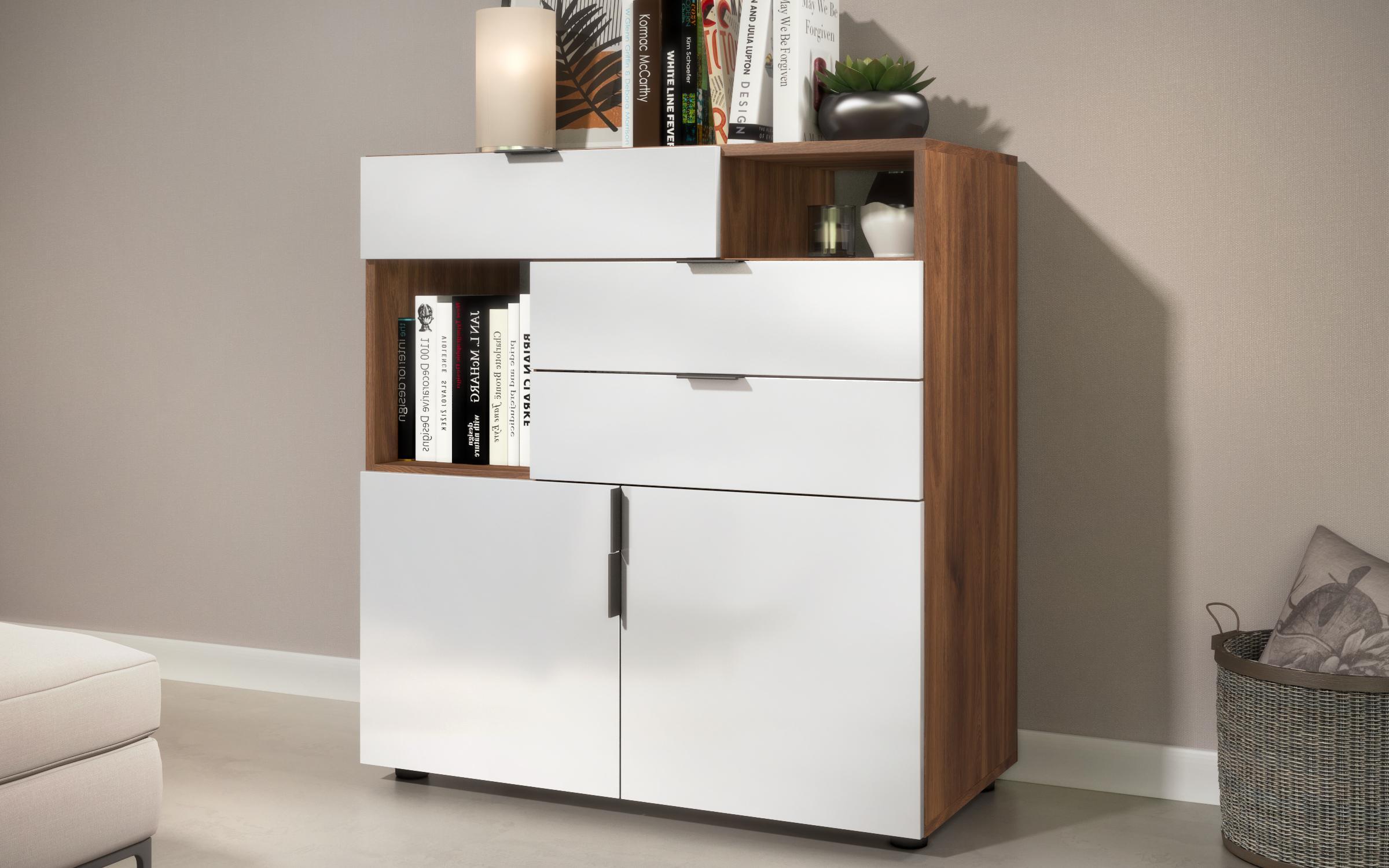 Comoda Toronto, stejar scandinav inchis + alb mat  3