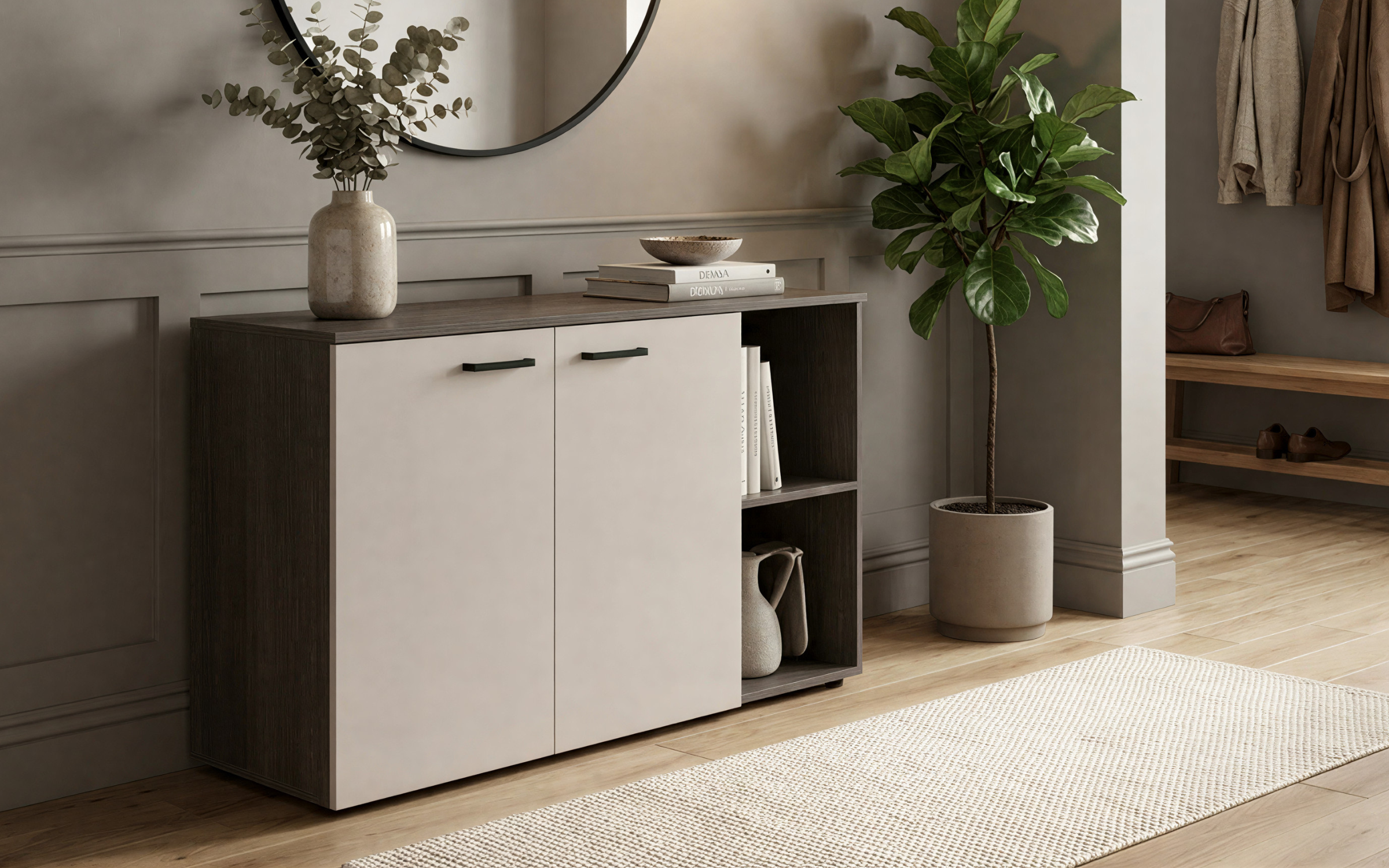 Set Modul TV Omonia + masuta de cafea Aurea L + comoda Space D, casmir + stejar antracit  6