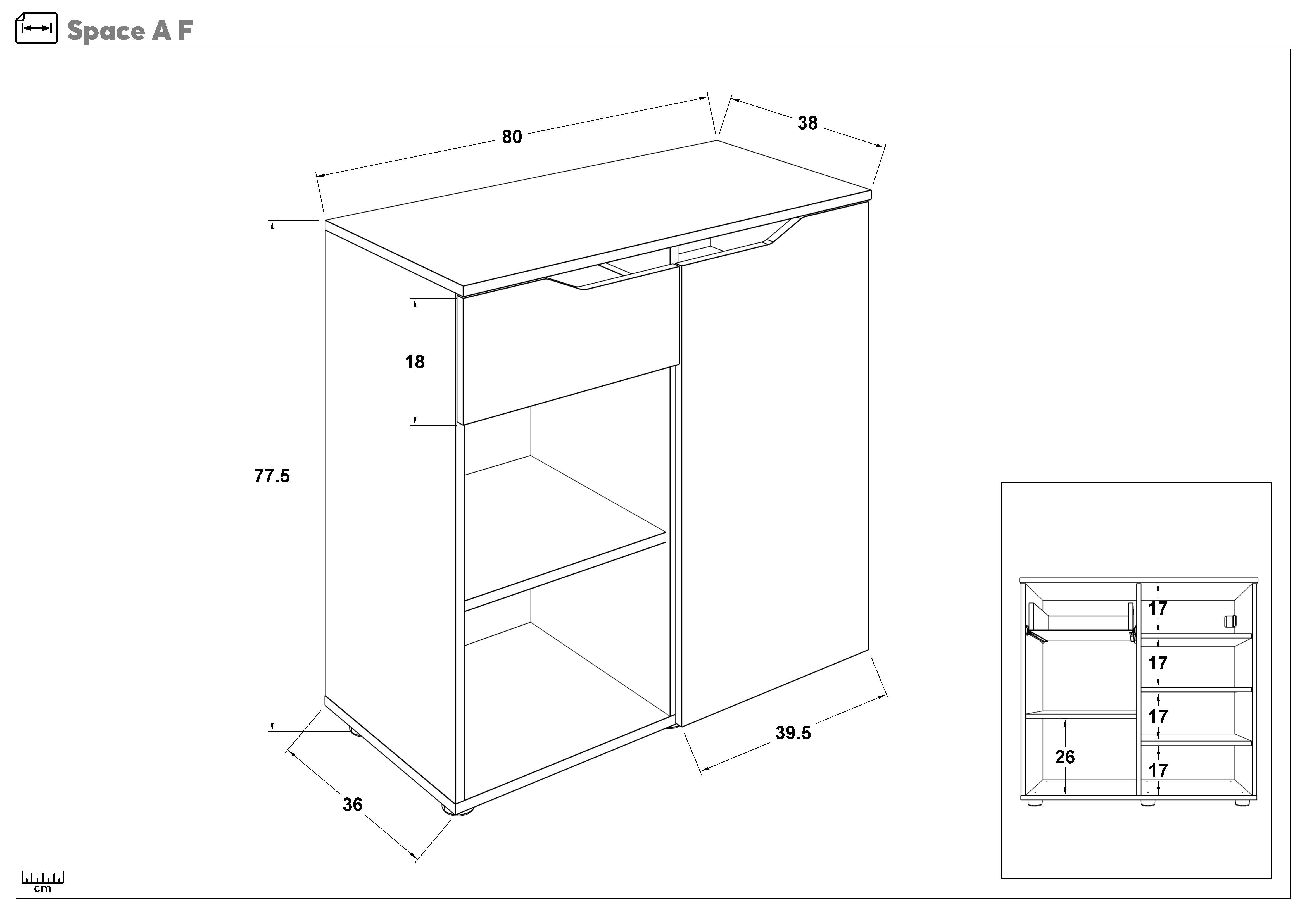 Comoda Space A, casmir + stejar Castello honey  2