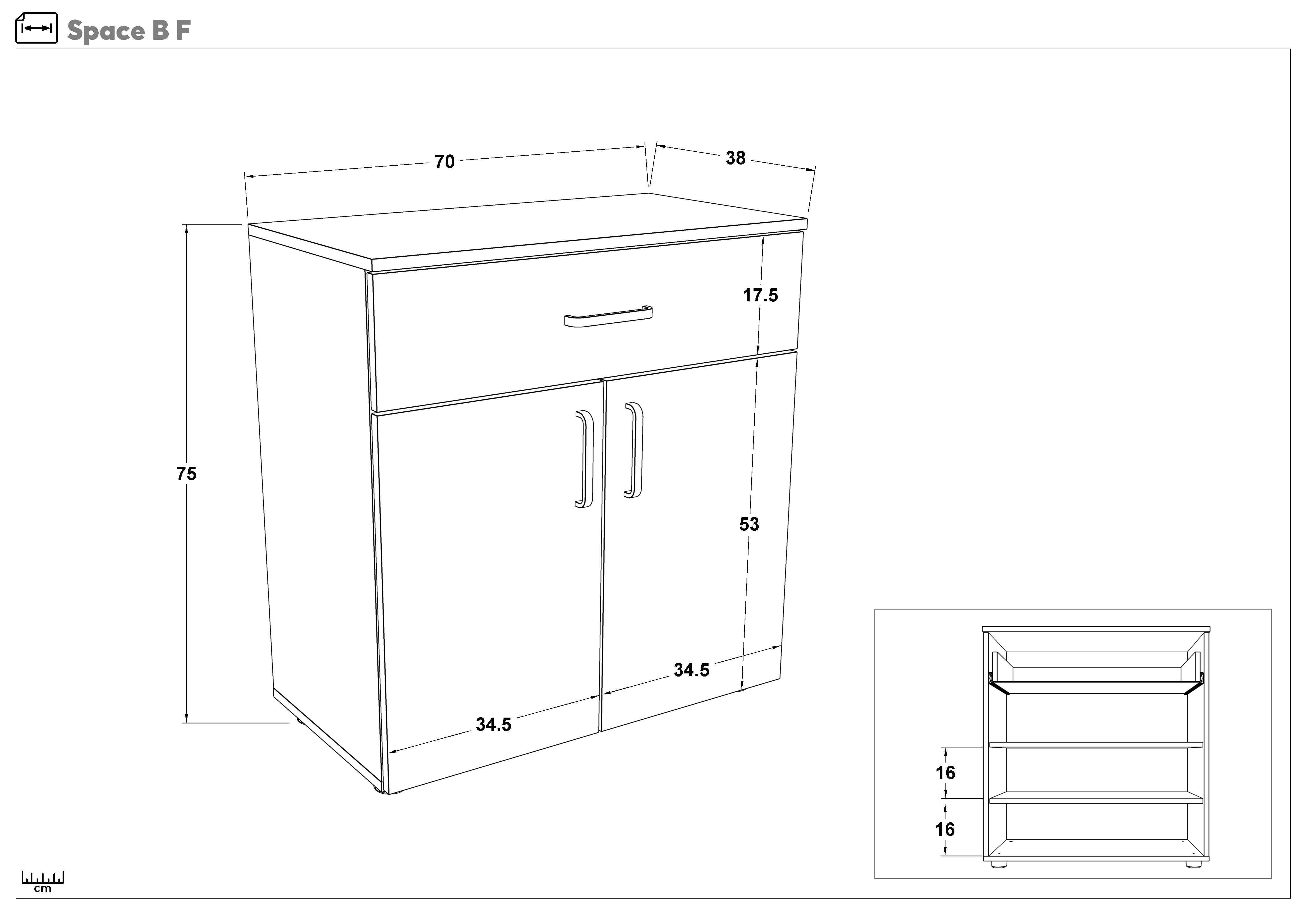 Comoda Space B, casmir + stejar Castello honey  2