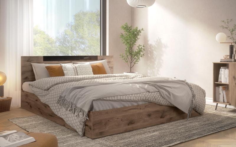 Pat dublu 160/200 Katerina Fresh + saltea Neo Dream + mecanism, stejar scandinav inchis  1
