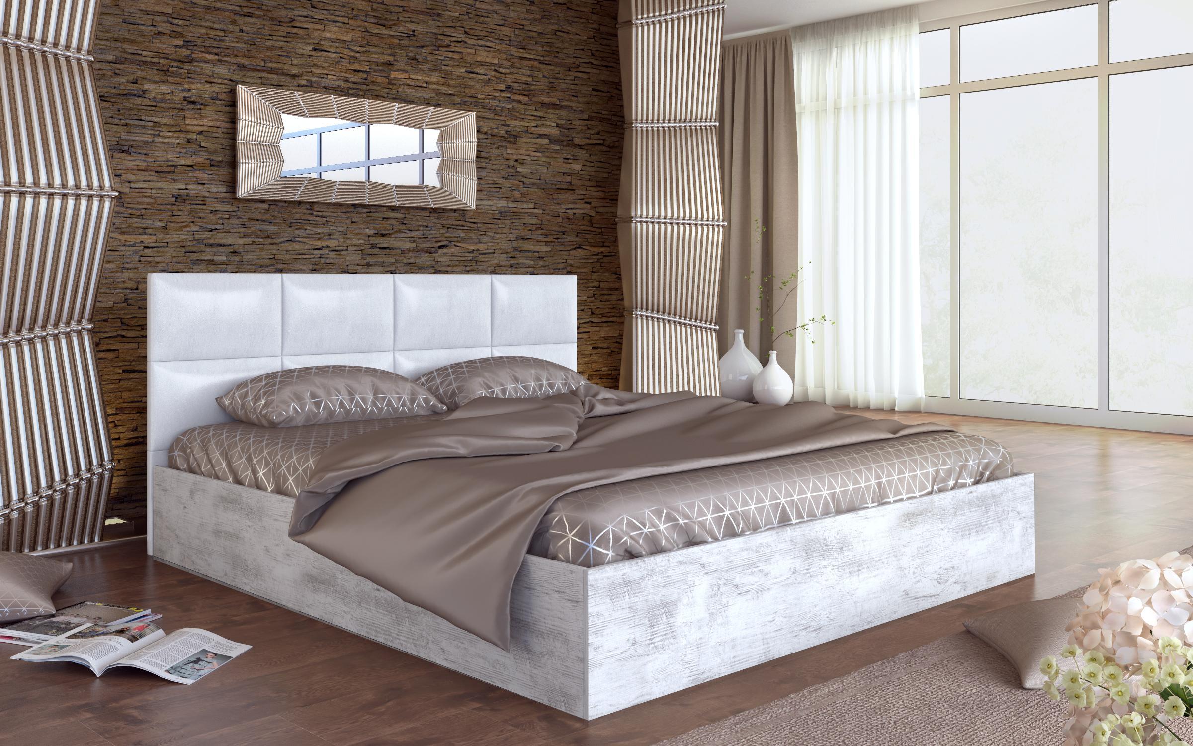 Set dormitor 160/200 Astra, stejar antic + piele alba  4