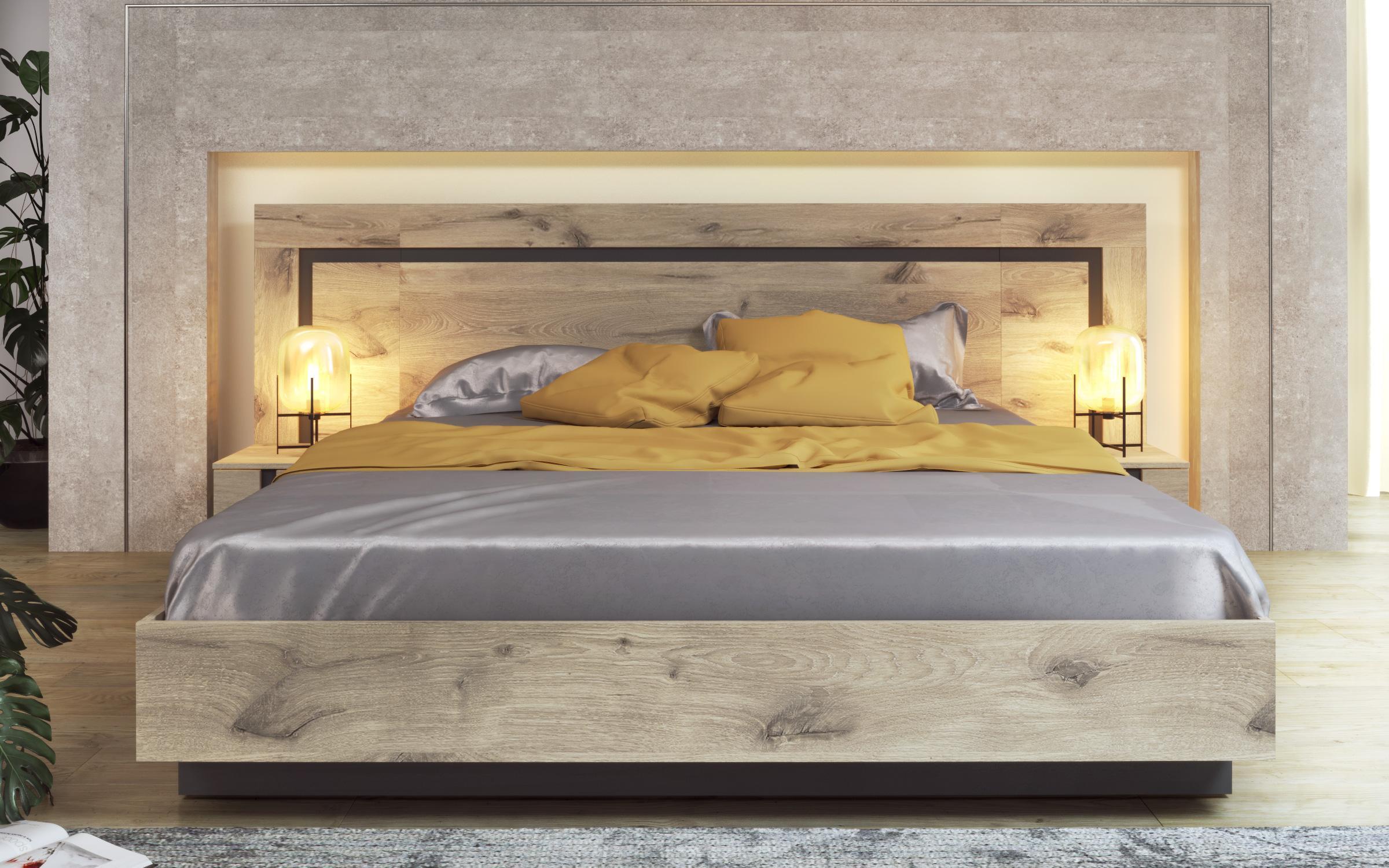 Pat dublu 160/200 Omonia, stejar scandinav deschis + antracit mat  3
