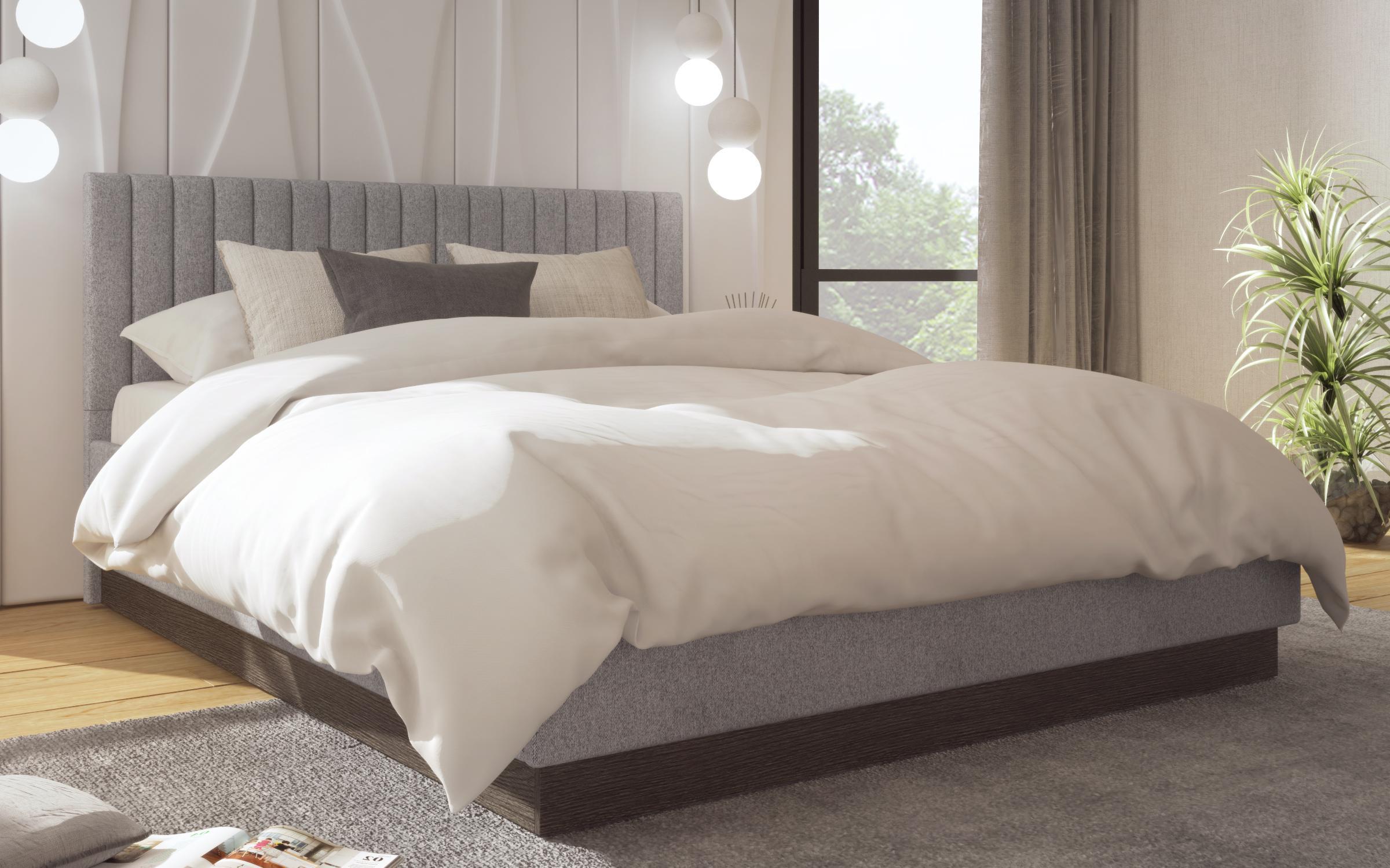 Set dormitor 160/200 cu incarcator wireless pentru telefoane Novela, stejar antracit + casmir  3