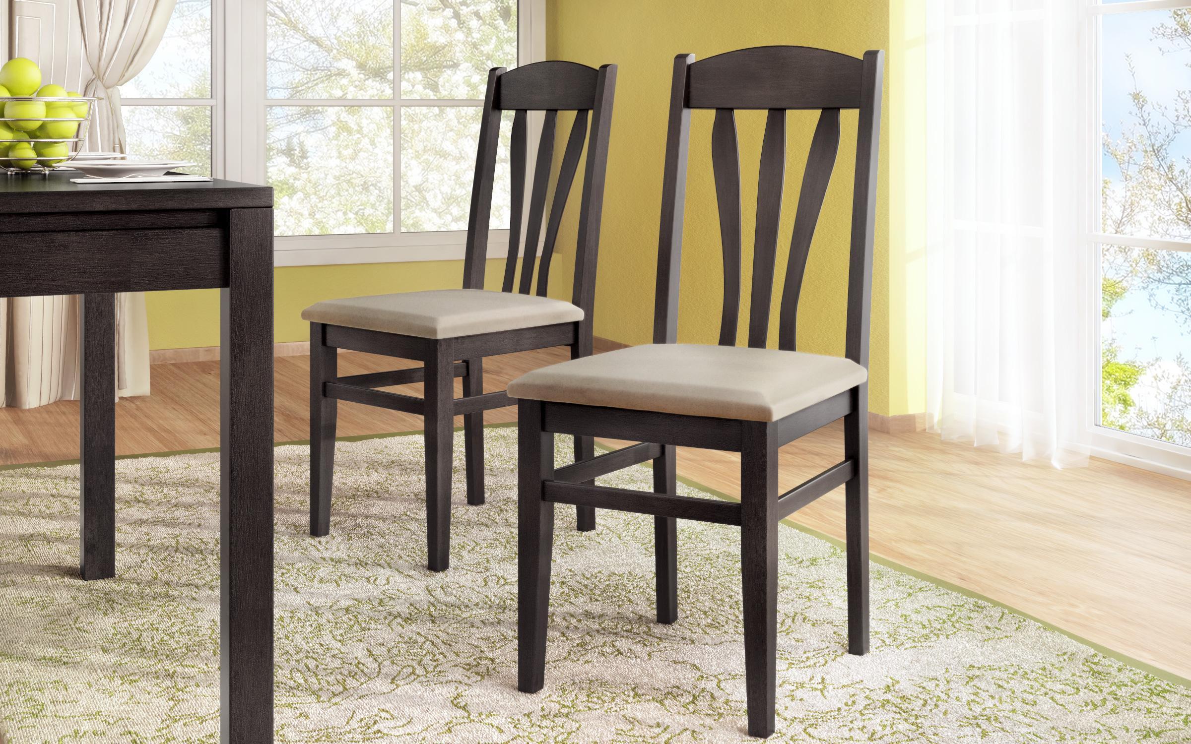 Masa dining + 4 buc. scaun de masa Doni + Ardon, wenge + wenge cu sezut bej deschis  3