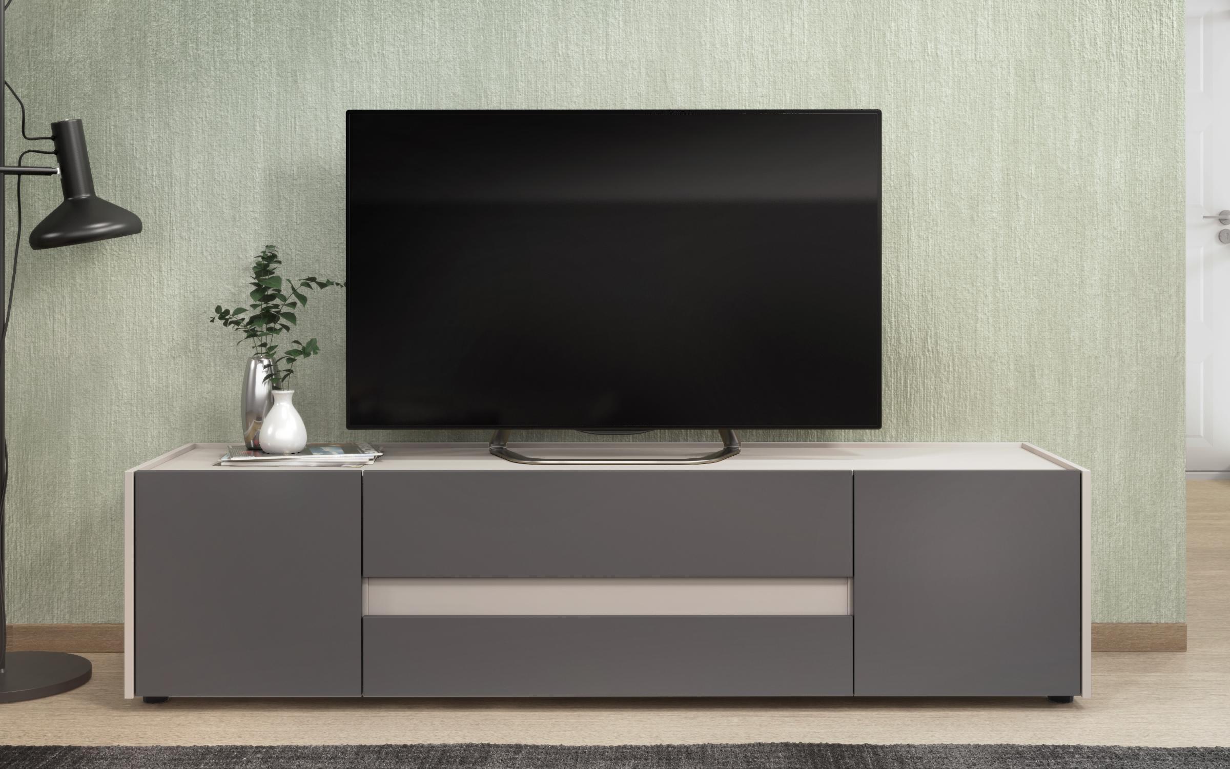 Modul TV MDF Pier, nisipiu mat + grafit  3