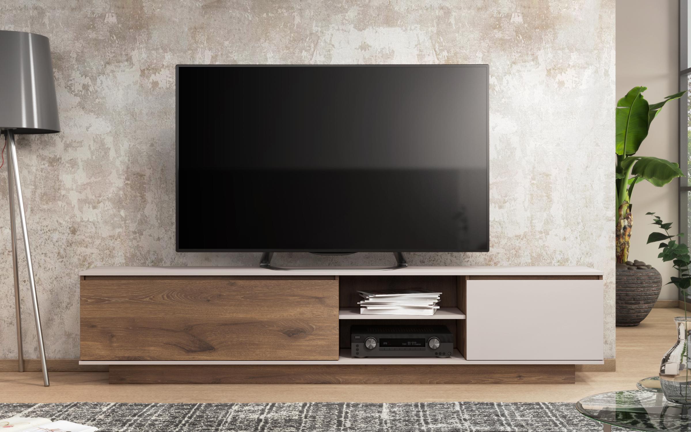 Modul TV Viena, stejar scandinav inchis + nisipiu mat  4