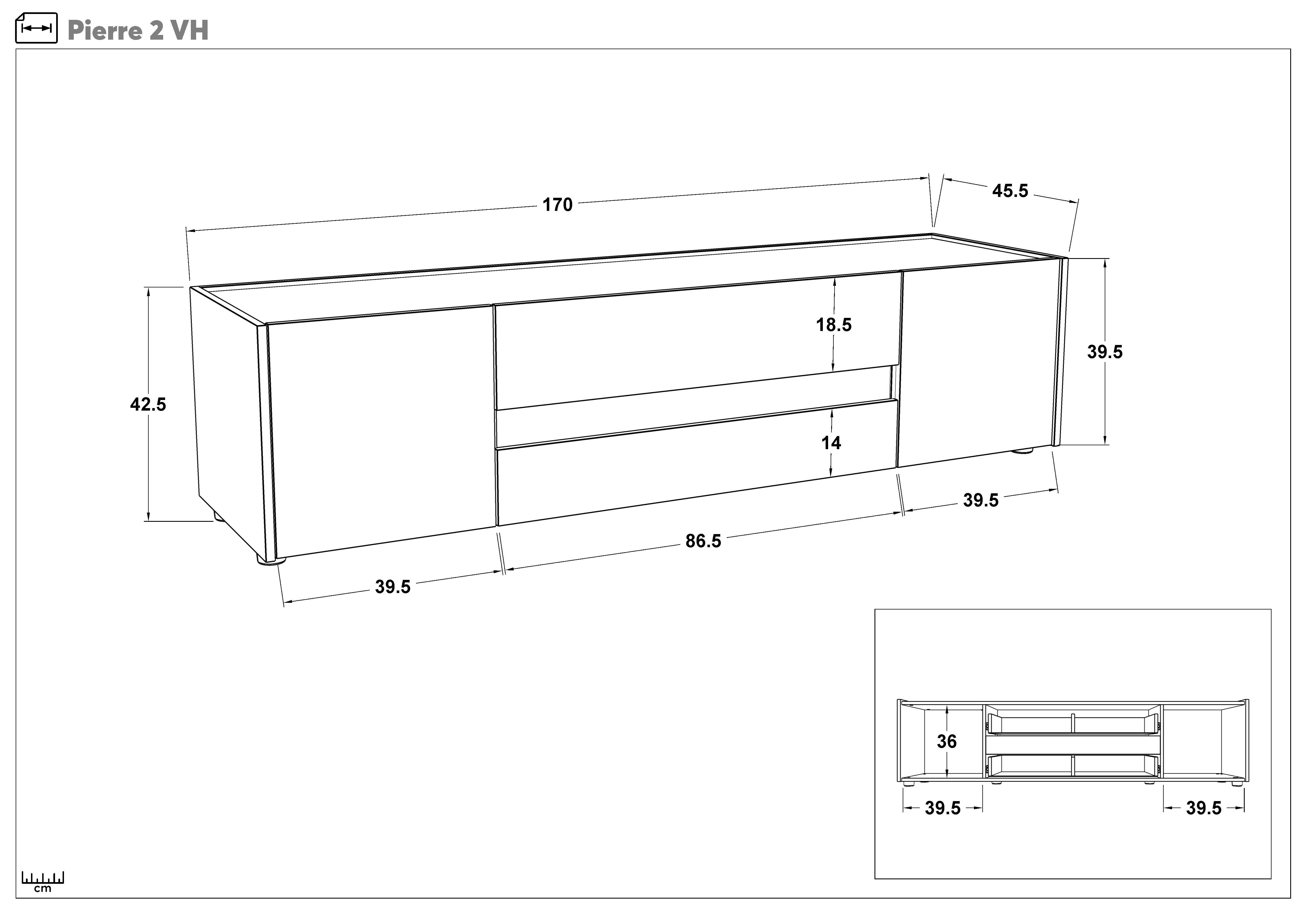 Modul TV MDF Pier, nisipiu mat + grafit  2