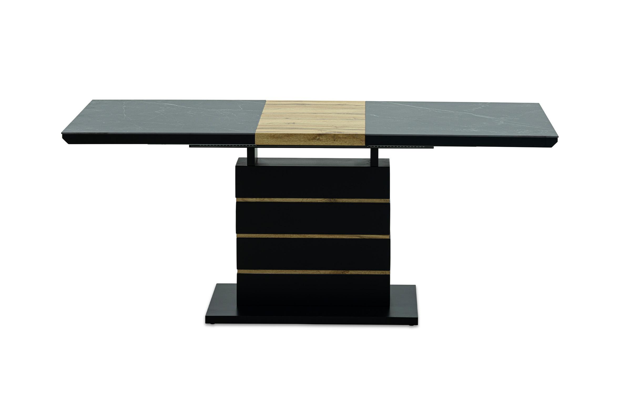 Masa dining extensibila Tirela, marmura neagra mat + natural  4