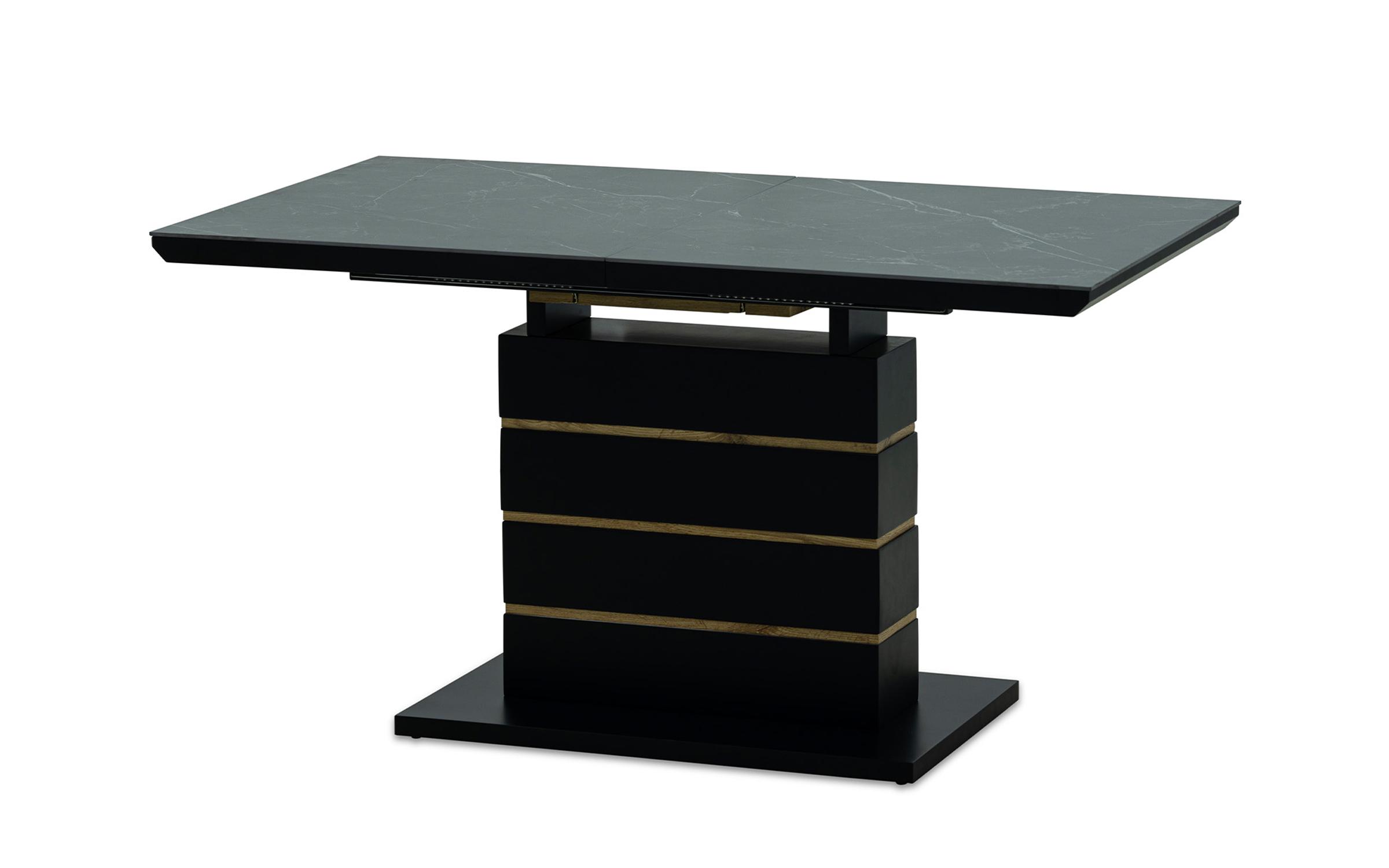 Masa dining extensibila Tirela, marmura neagra mat + natural  6