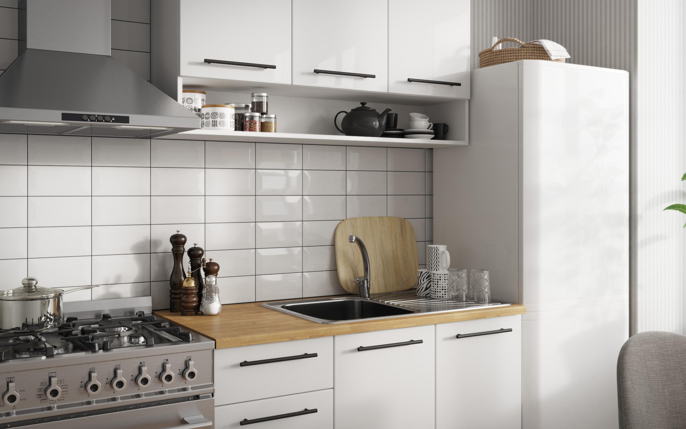 Bucatarie + chiuveta pentru incastrare Tifani + Vela 8050, shagreen alb + alb lucios  4