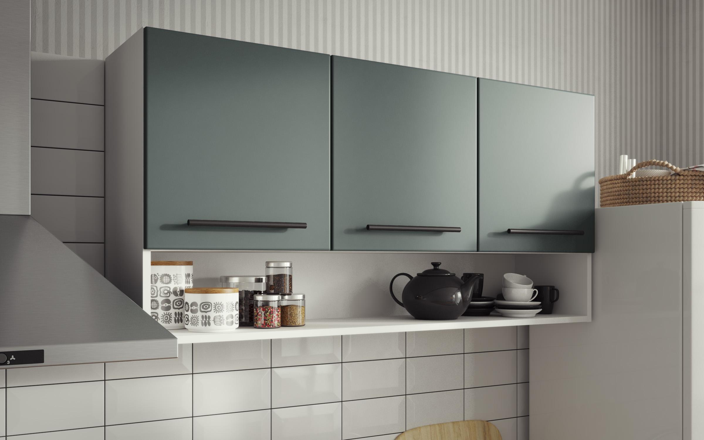 Bucatarie + masa dining Tifani + Kadens, shagreen alb + verde inchis + alb  3