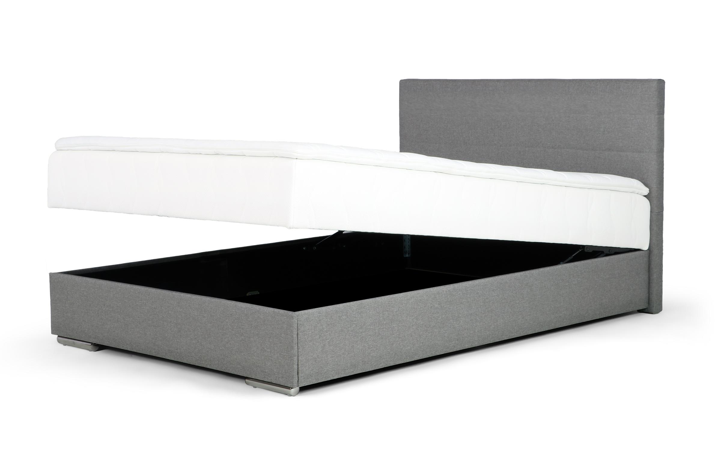 Pat dublu Boxspring + top saltea 140/200 Vindy, gri  2