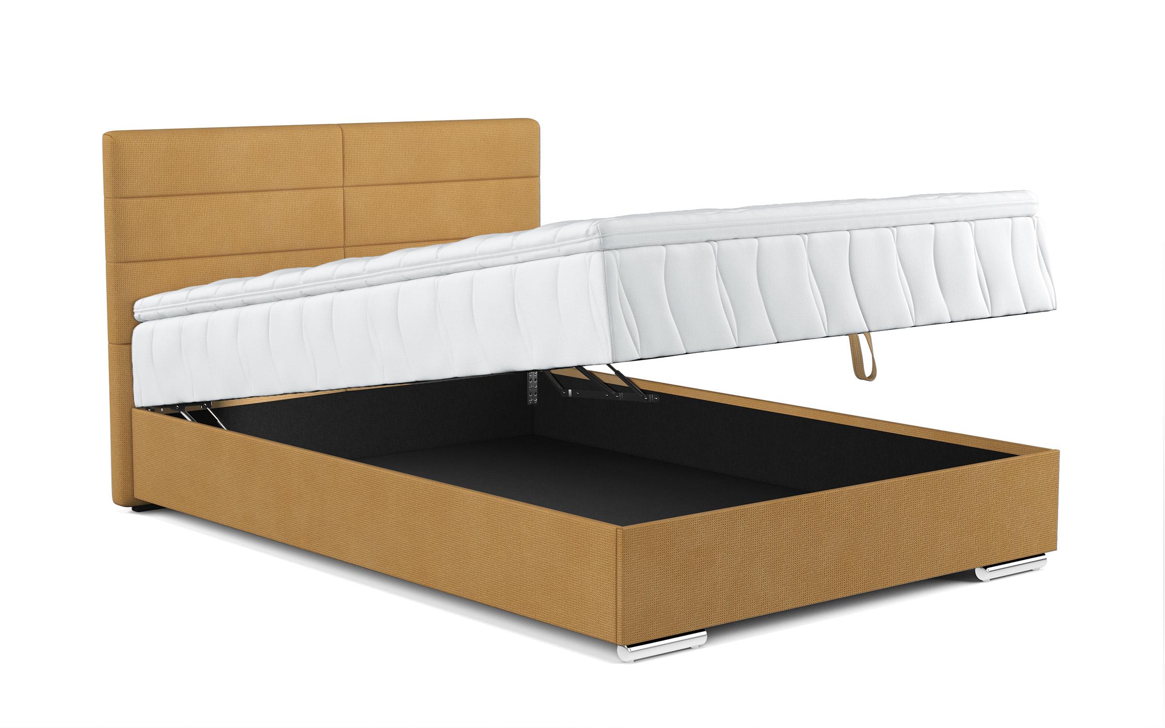Pat dublu Boxspring + top saltea 140/200 Vindy, mustar  6