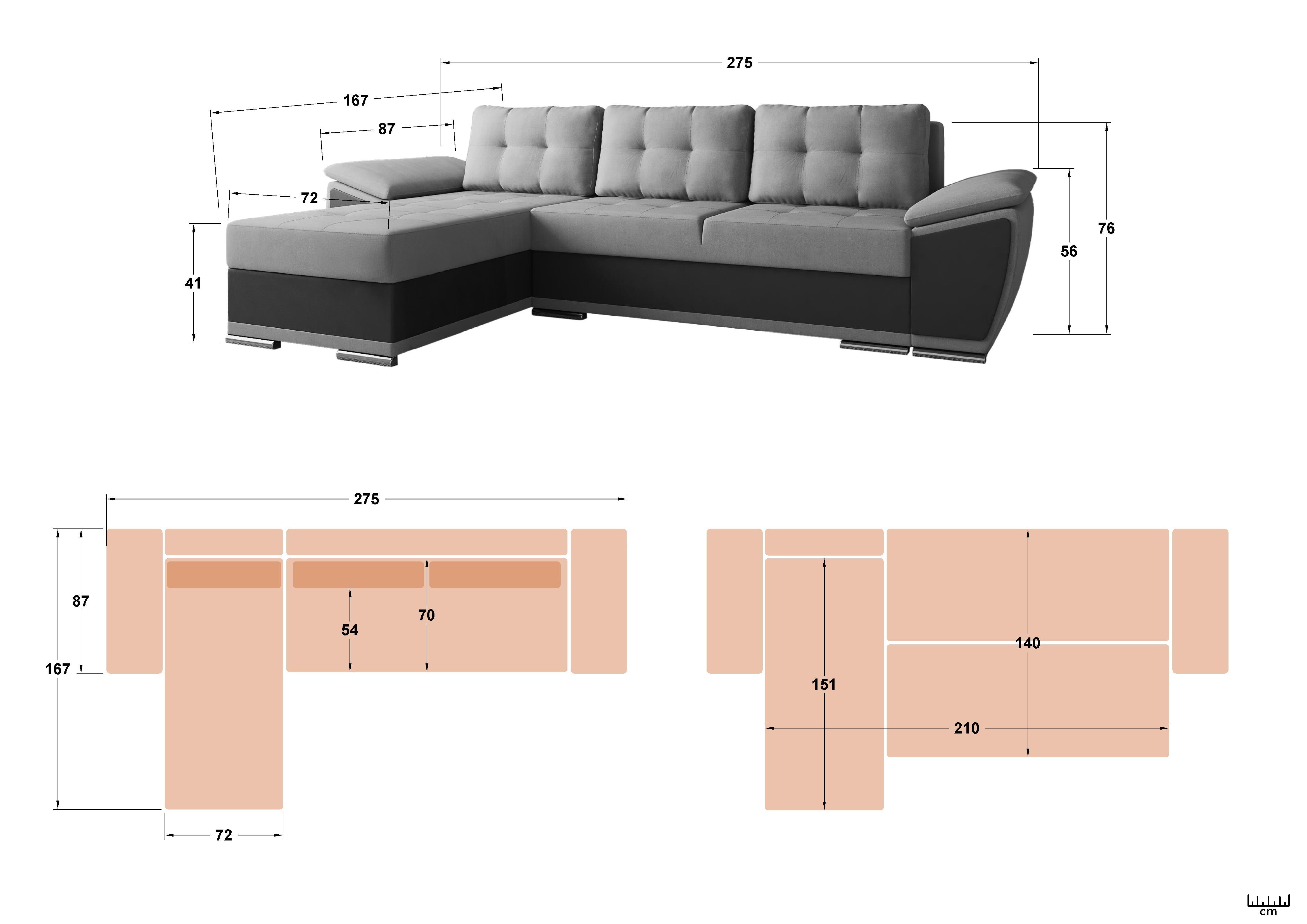 Coltar extensibil Tonino, maro inchis + piele bej  2