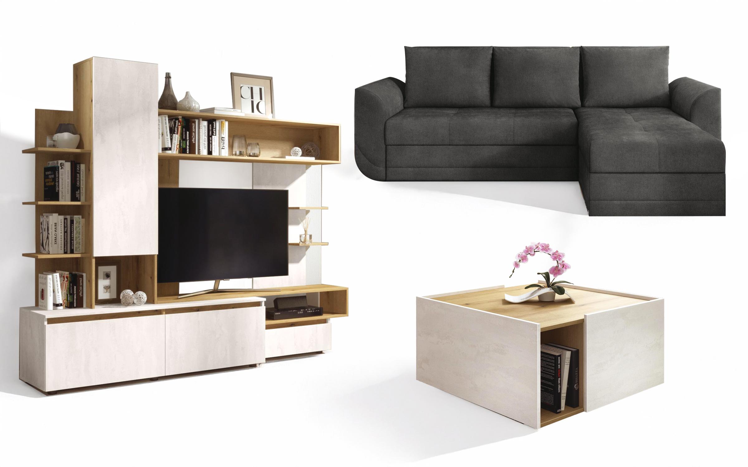 Set living Modus, gri + Silk + stejar evoc  1