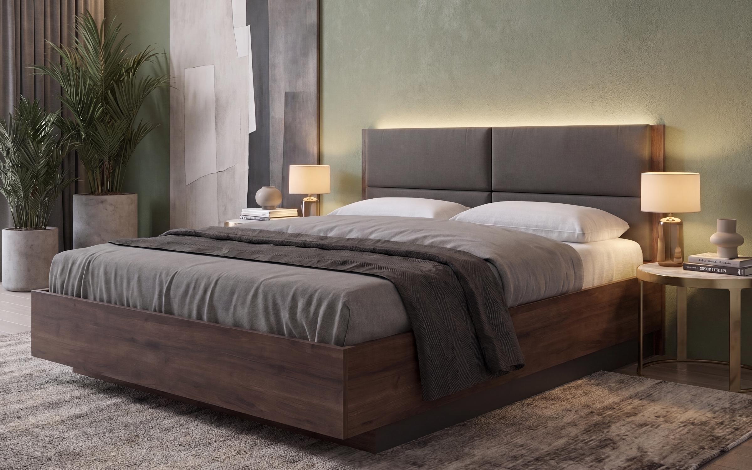 Set dormitor 160/200 + LED Elira, stejar scandinav inchis + antracit mat  7