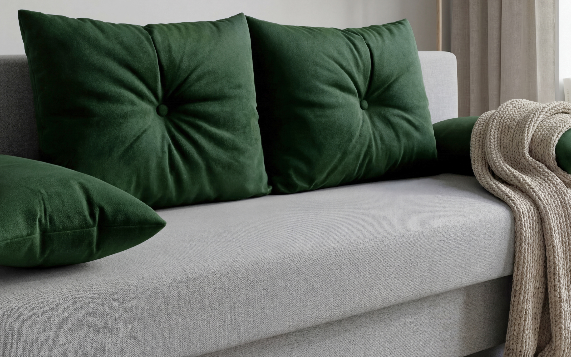 Canapea extensibila Victorio, gri deschis + verde  5