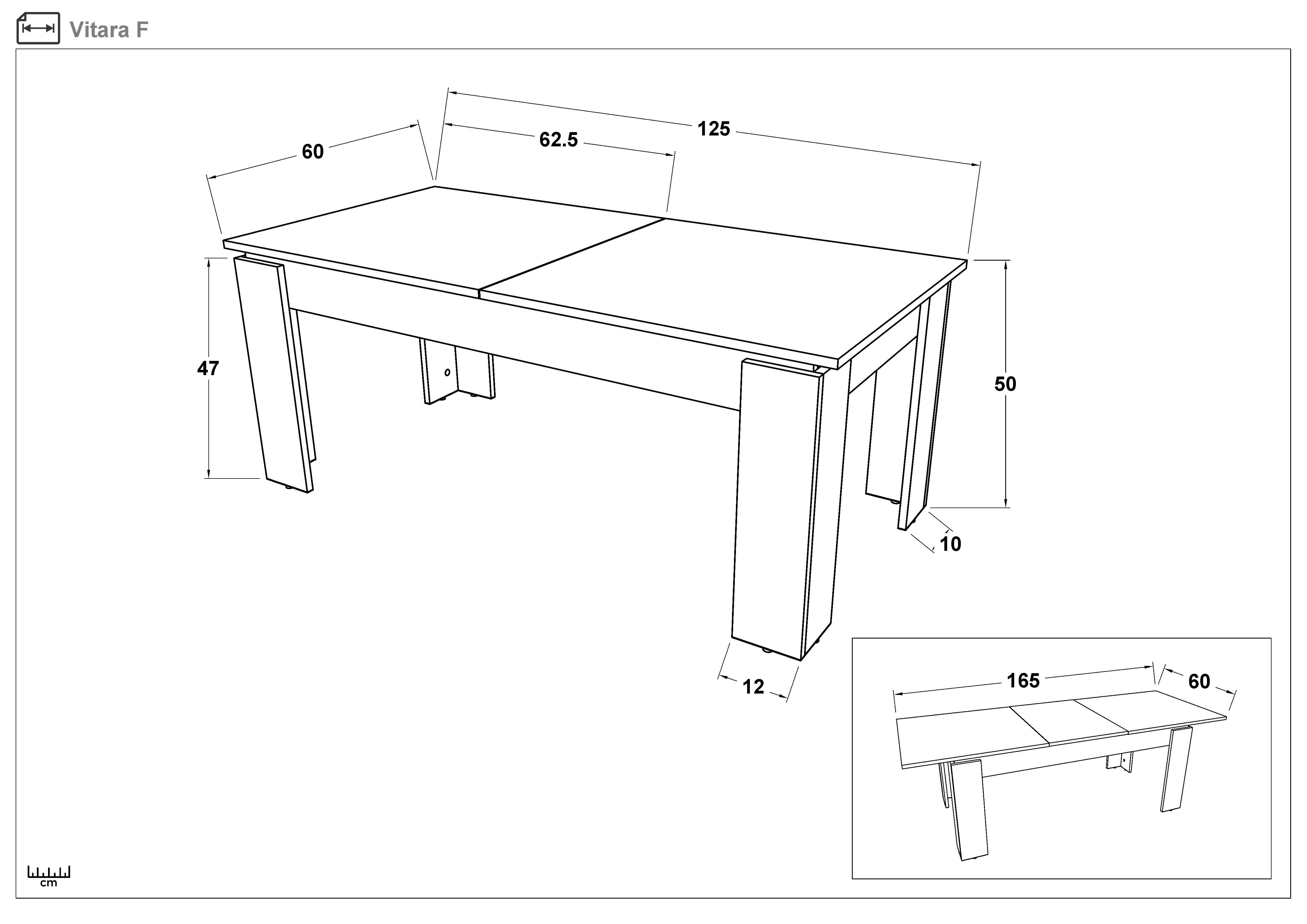 Set Coltar extensibil cu brat etajera Melvin Spring +  masuta de cafea / extensibila/ Vitara, grafit + maro deschis + alb mat  5