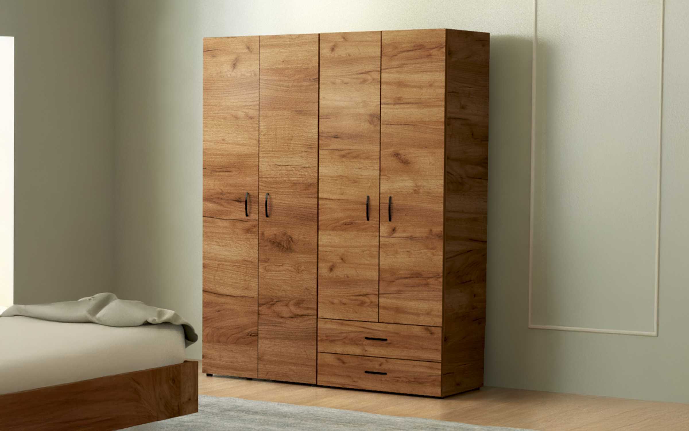 Set dormitor 160/200 Salento, stejar craft tabacco + negru mat  9