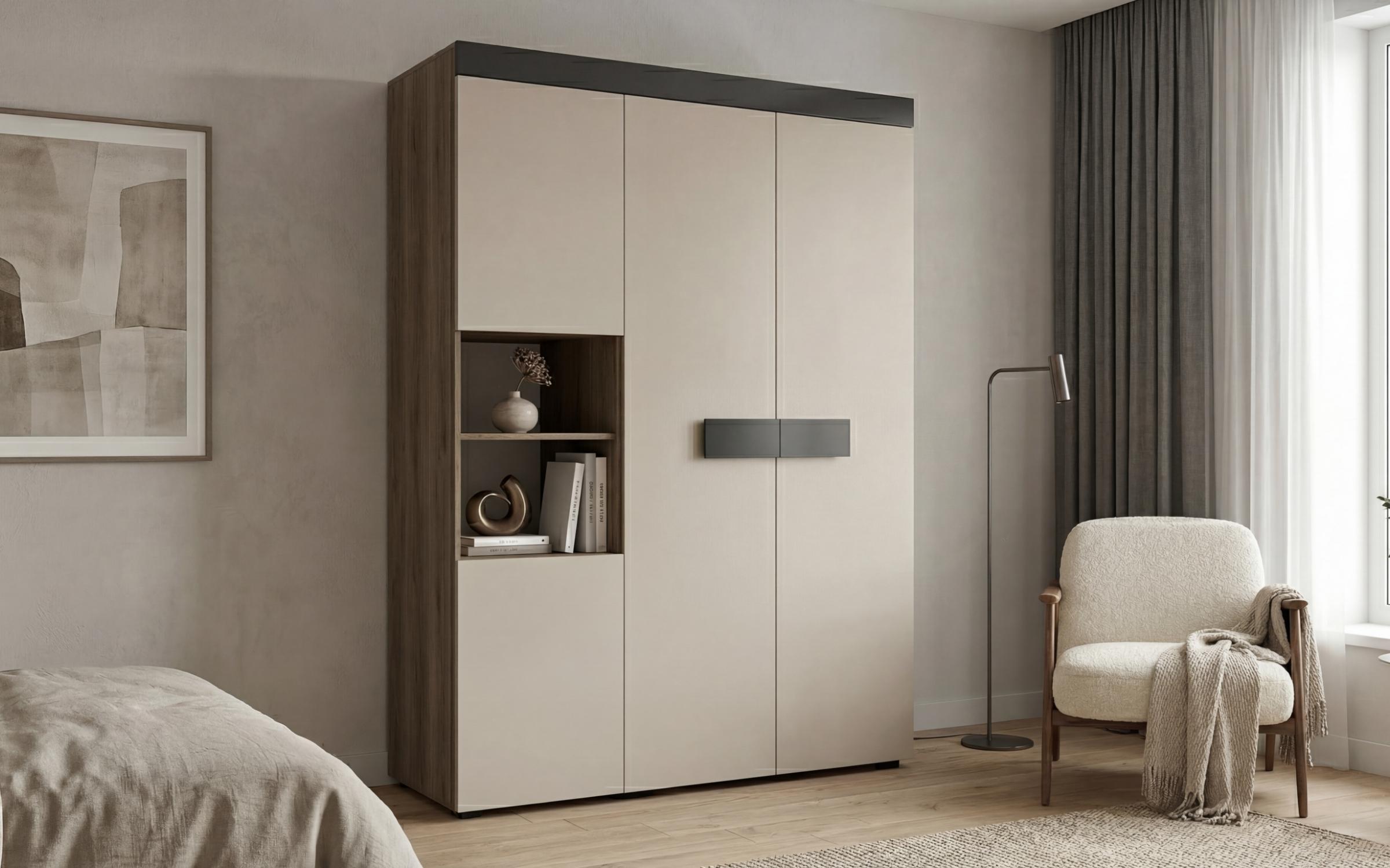 Set dormitor 160/200 Jessie, stejar scandinav inchis + casmir  4