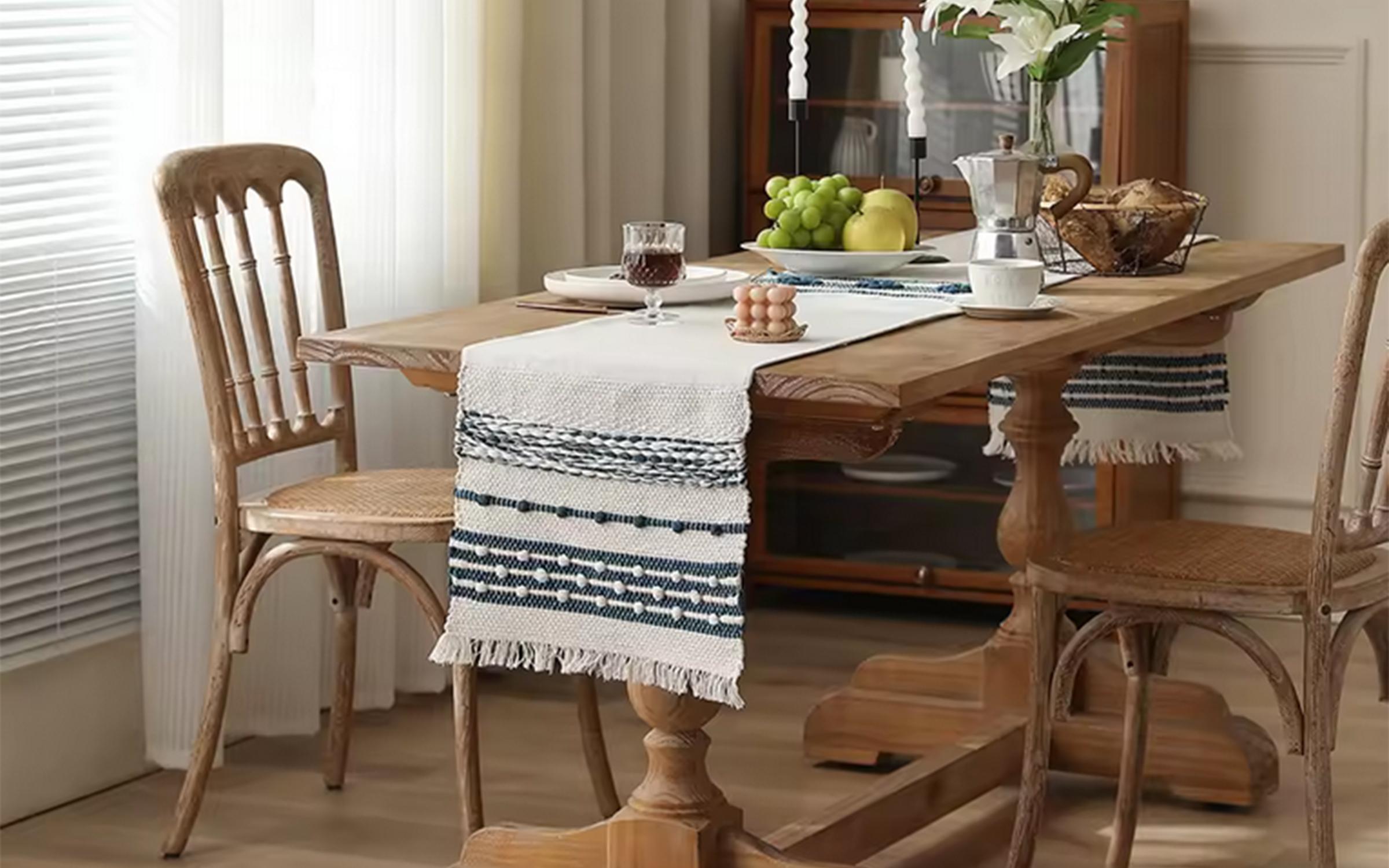 Tishleifer Boho, albastru + alb  3