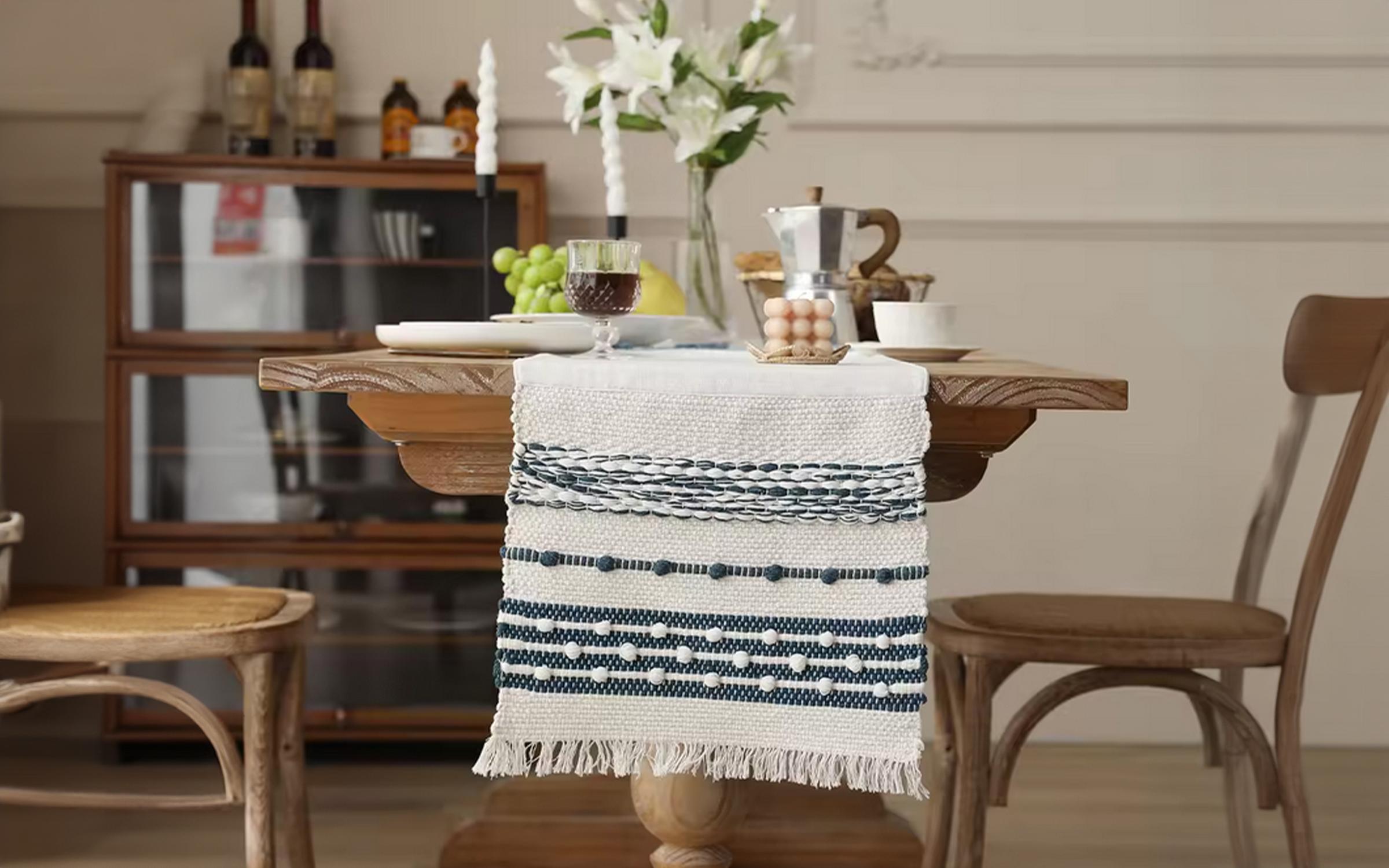 Tishleifer Boho, albastru + alb  2