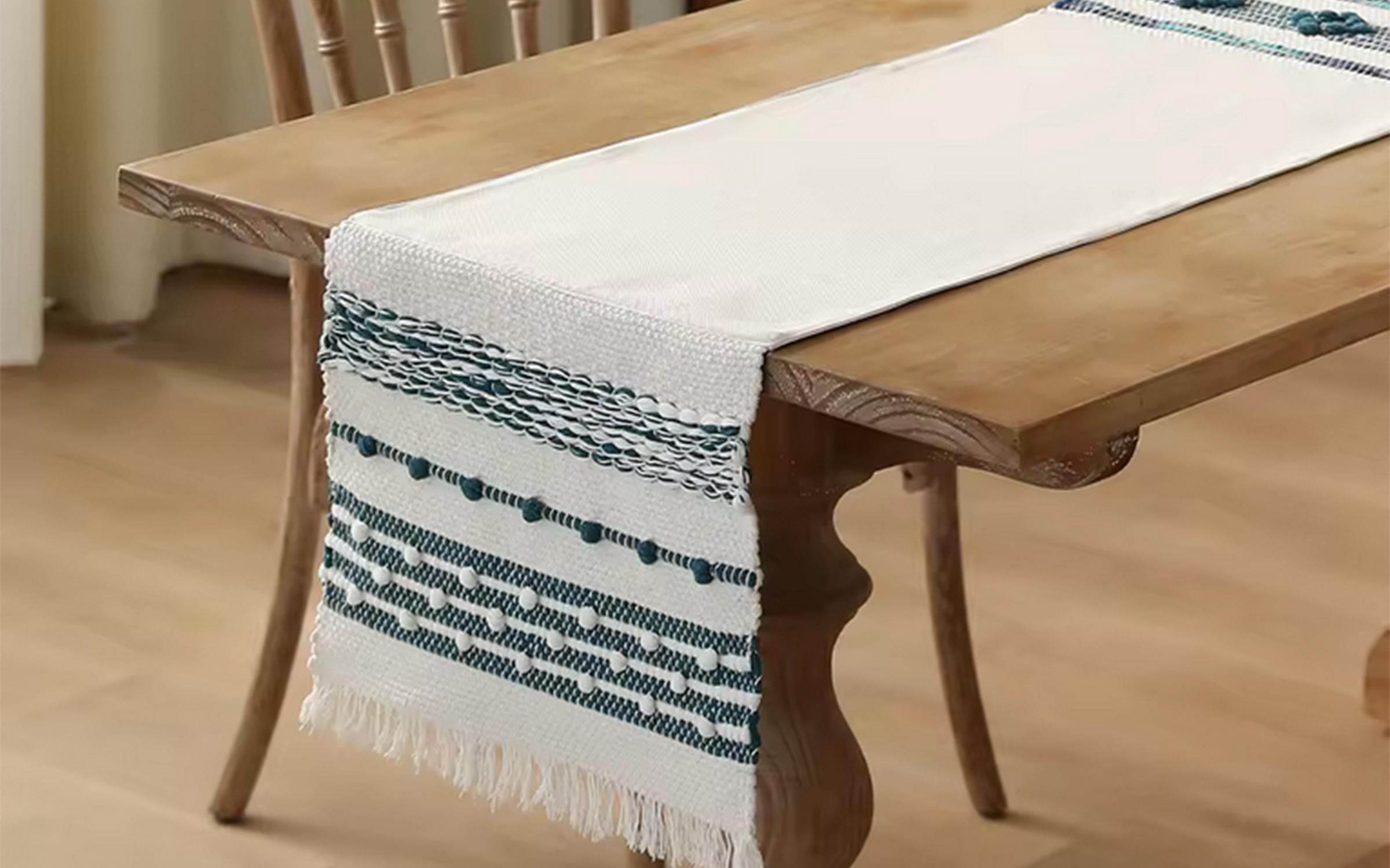 Tishleifer Boho, albastru + alb  1