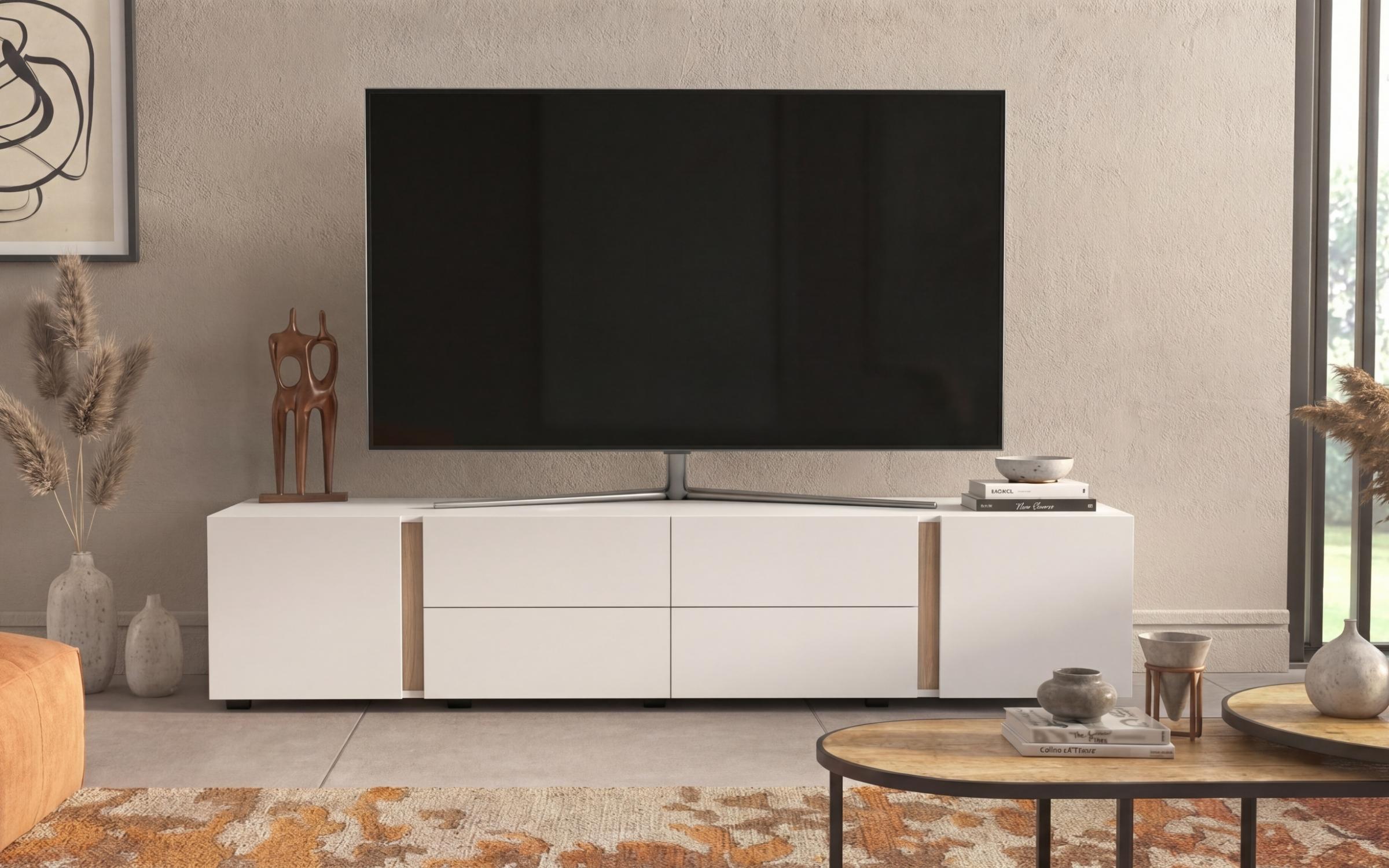 Modul TV Omonia, alb + stejar sonoma  4