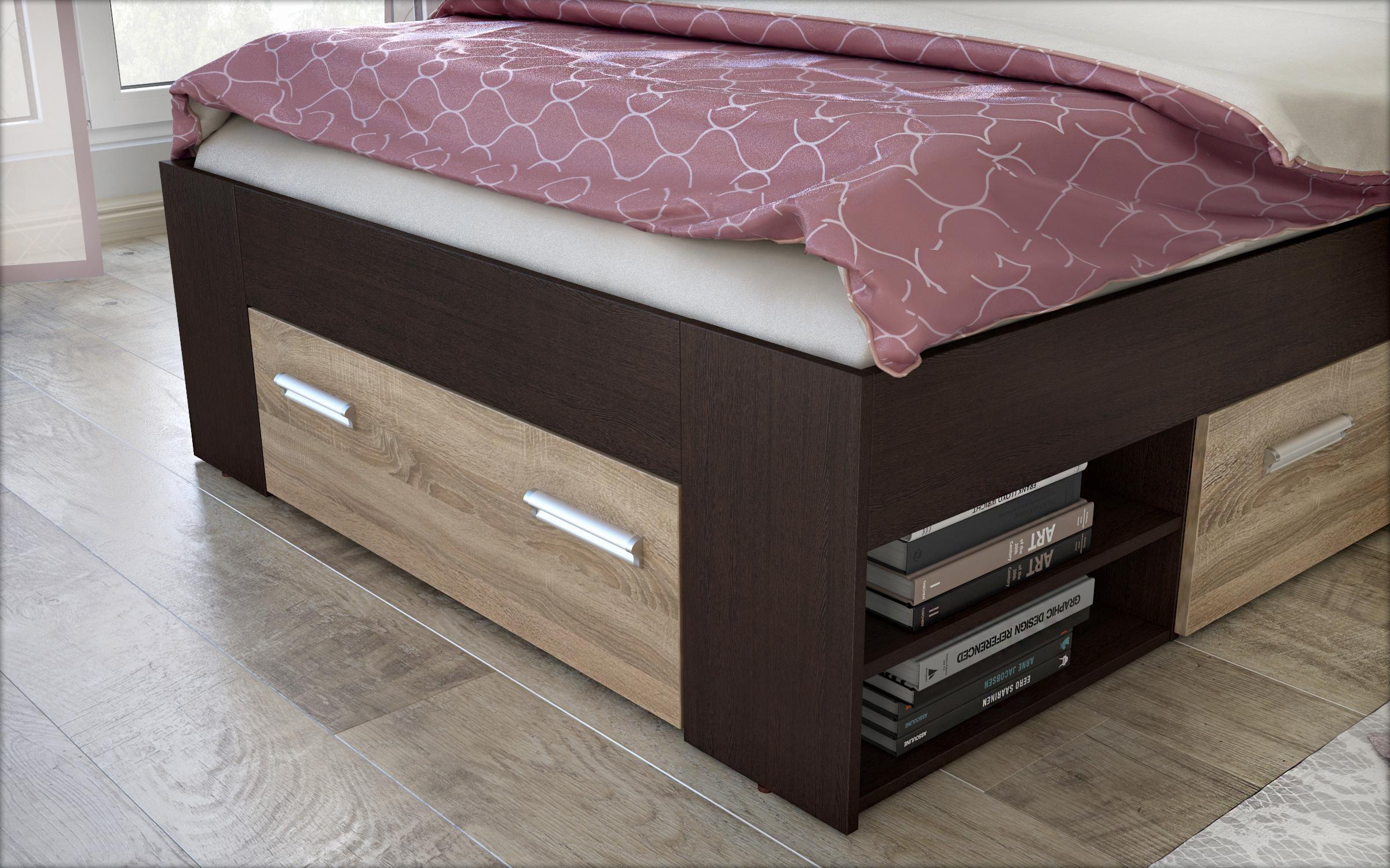 Pat 120/200 Nemo + saltea, wenge + stejar sonoma  6