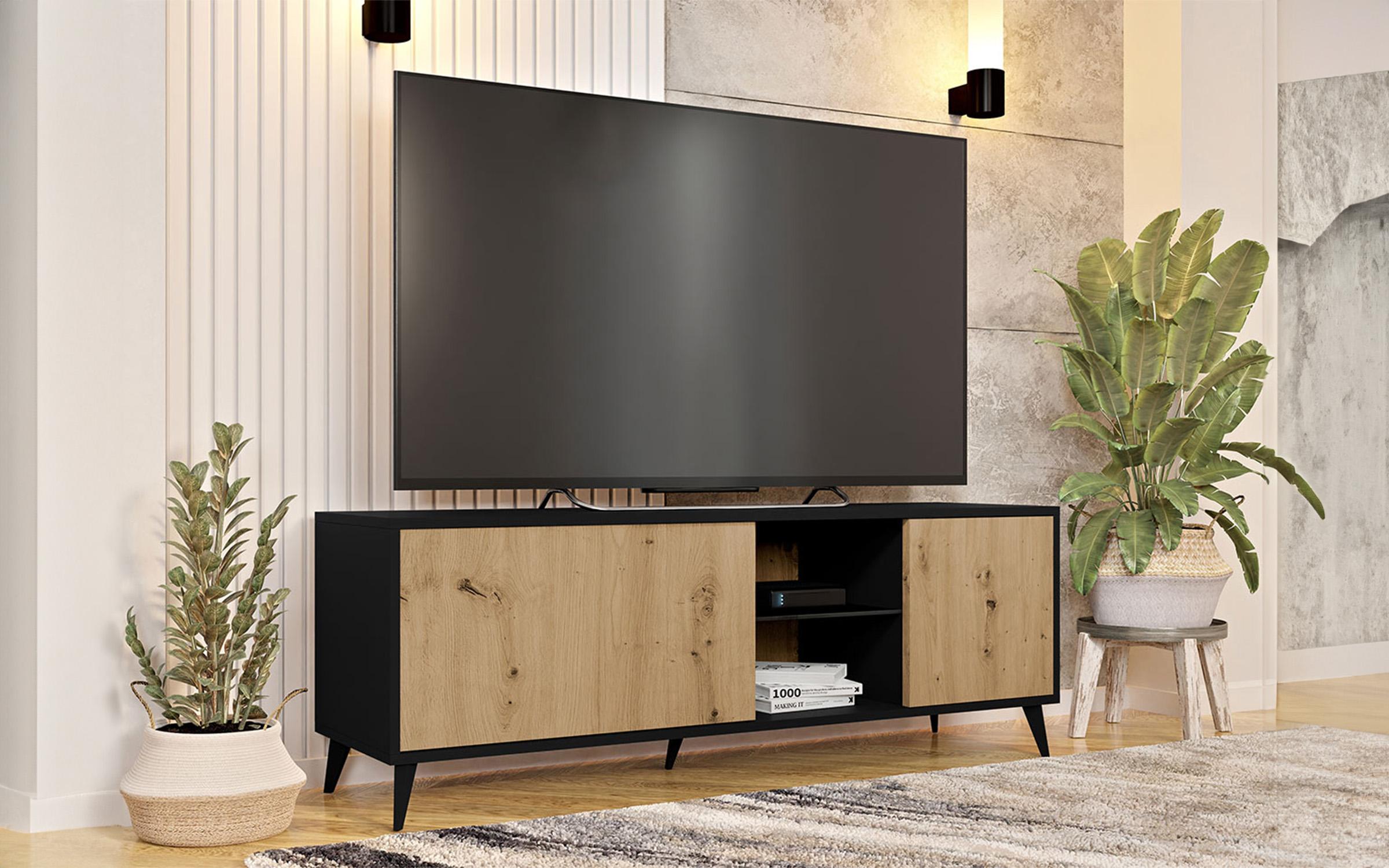 Modul TV Zander 150, negru + stejar artisan  1