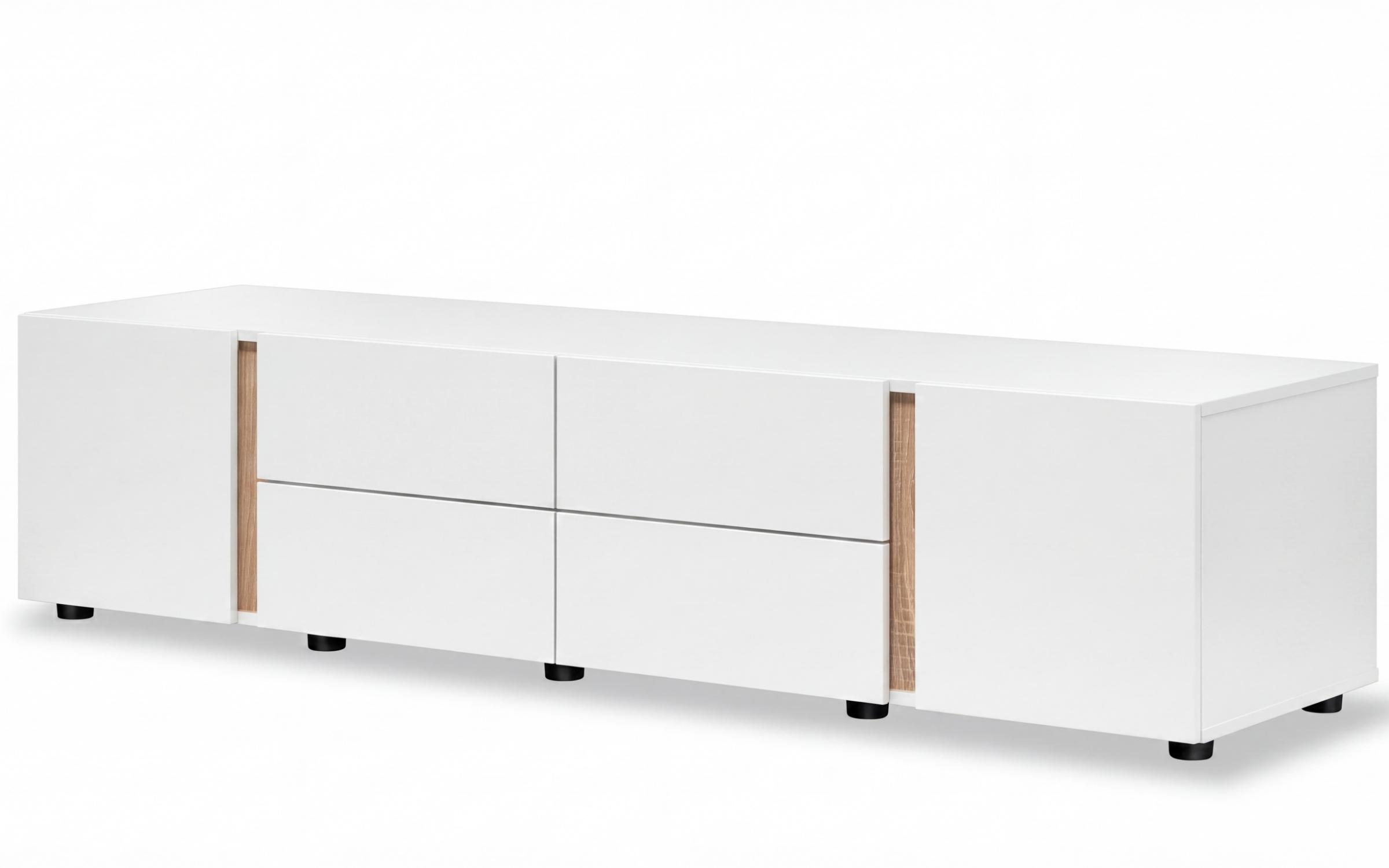 Modul TV Omonia, alb + stejar sonoma  6