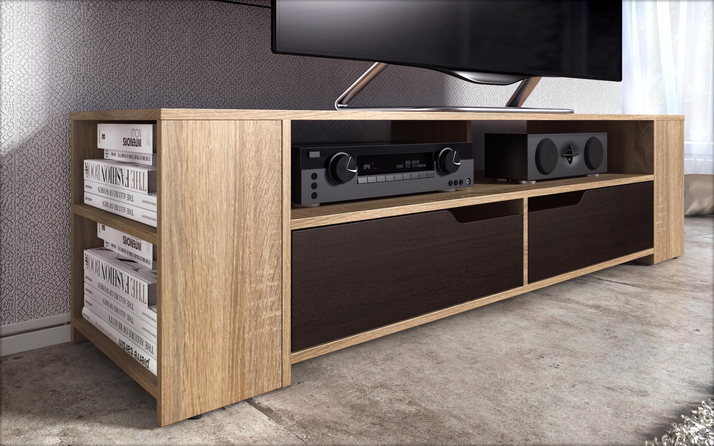 Modul TV Modesto, stejar sonoma + wenge  4