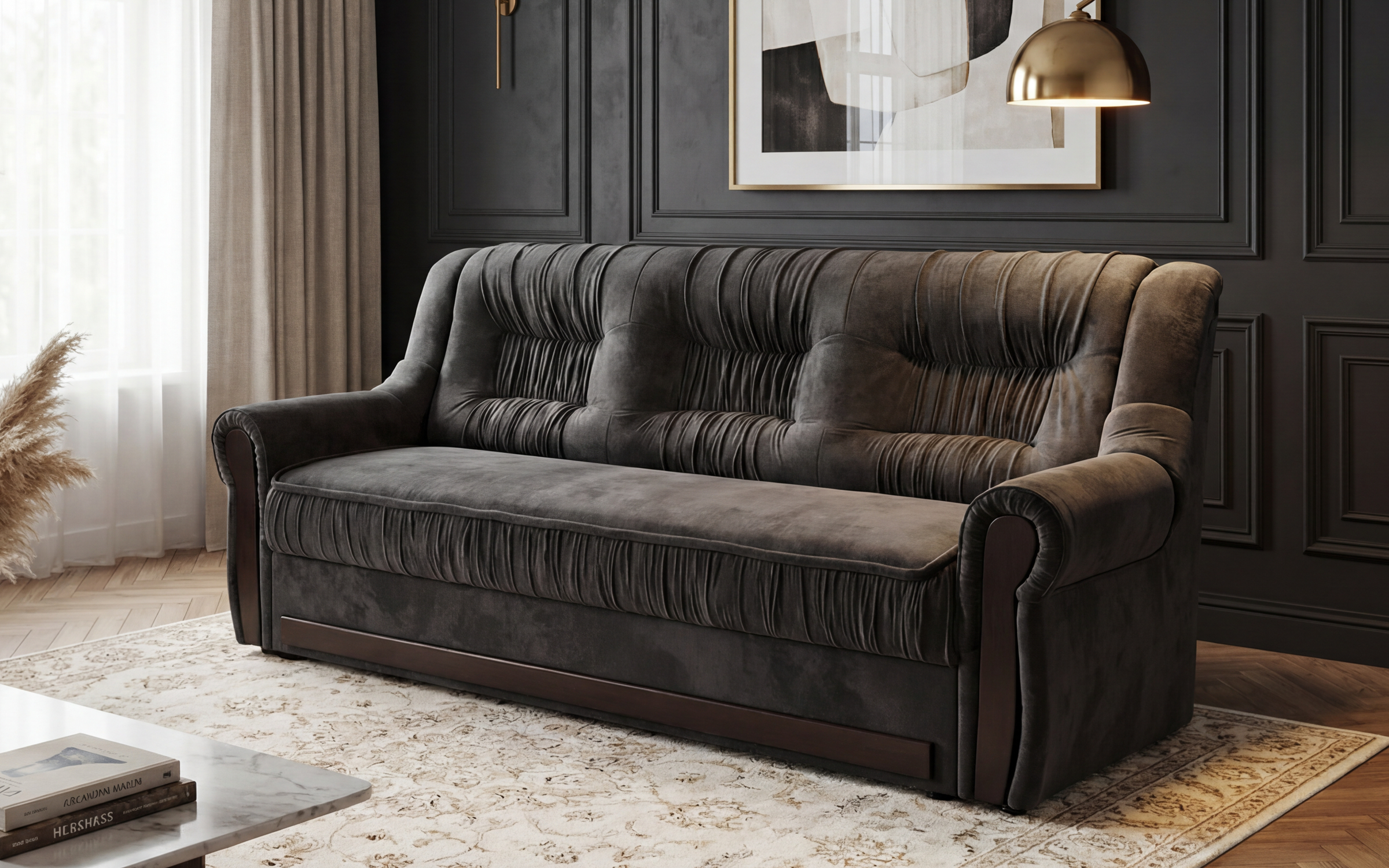 Canapea extensibila Imperial, maro inchis  3