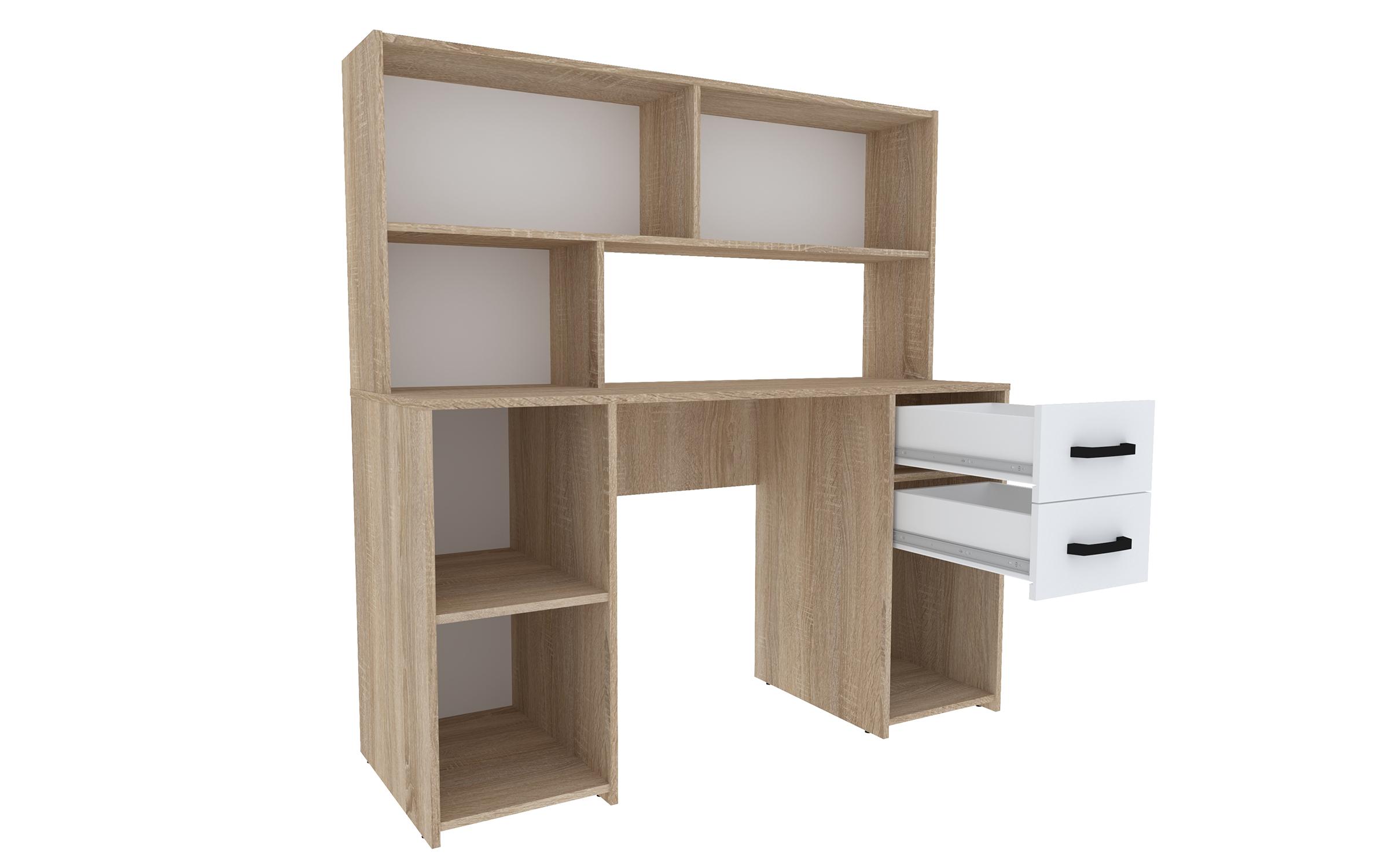 Birou + etajera Adria, stejar sonoma + alb  3