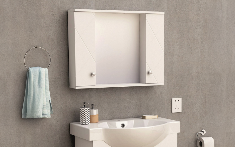 Dulap PVC pentru baie cu oglinda ICMC1043-70, alb  1