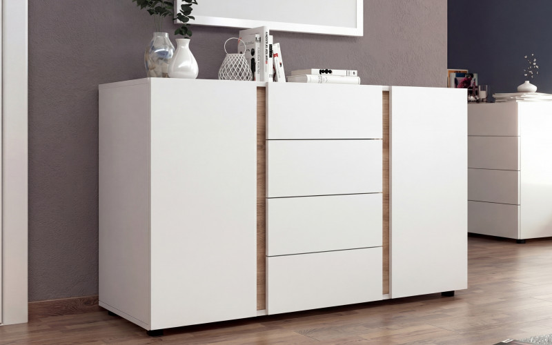 Comoda Omonia L, alb + stejar sonoma  1