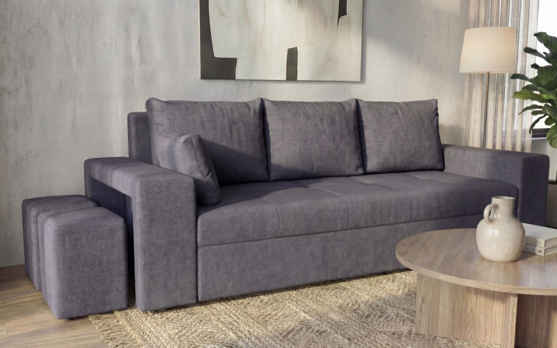 Canapea extensibila + taburet Maron, gri  1