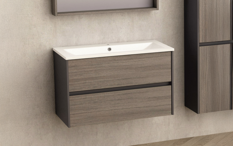 Dulap PVC pentru baie cu chiuveta ICP8955, maro inchis  1