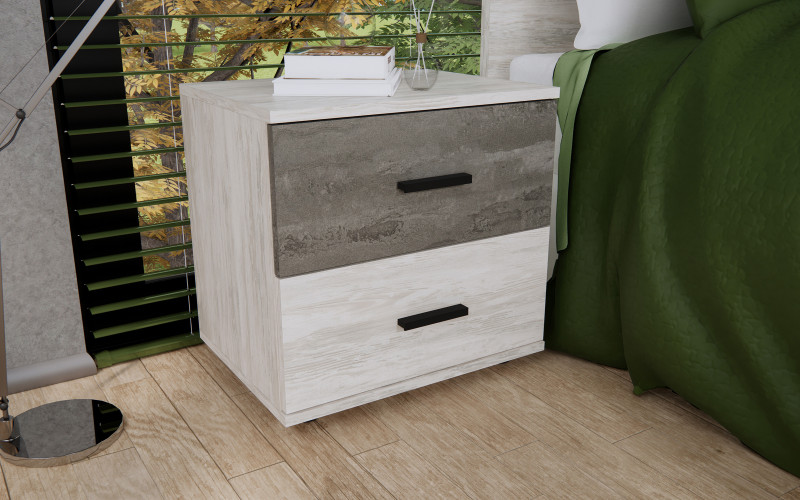 Noptiera Mate, artwood deschis + beton  1