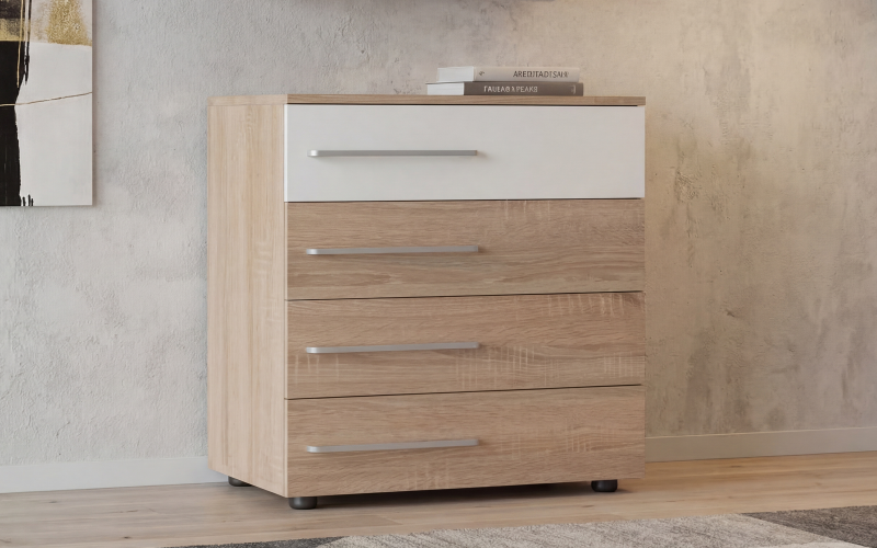 Comoda Ofelia, stejar sonoma + alb  1