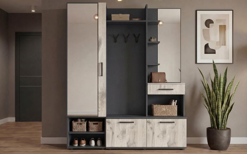 Cuier Daily L, stejar scandinav deschis + antracit mat  1