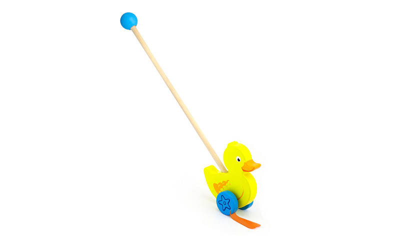 Jucarie din lemn de impins Duck, multicolor  1